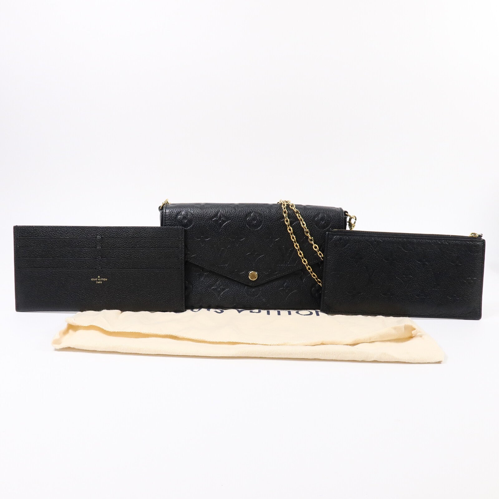LOUIS VUITTON Monogram Empreinte Felicie Pochette 金扣鏈帶肩背袋