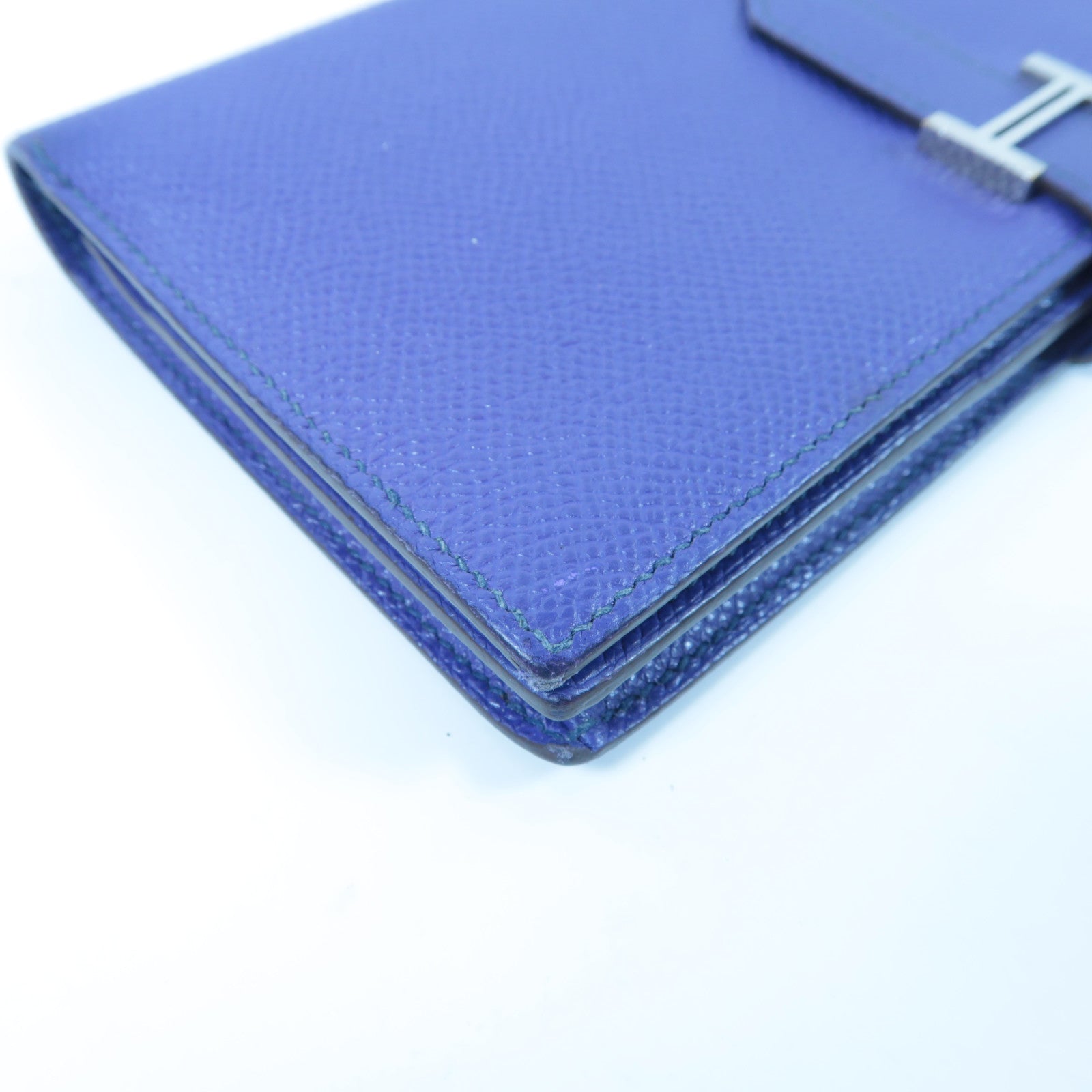 HERMES 【激減優惠】Epsom皮革Bearn Long Wallet銀扣長錢包藍色
