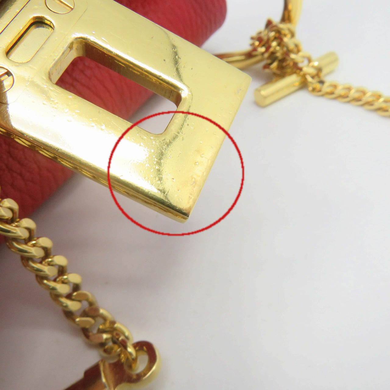 Chloe 【激減優惠】羊皮皮革Drew Shoulder Bag金扣鏈帶肩背袋紅色