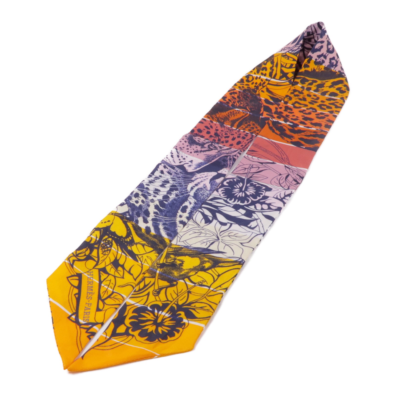 HERMES 絲質Twilly絲巾Orange/Blue/Pink