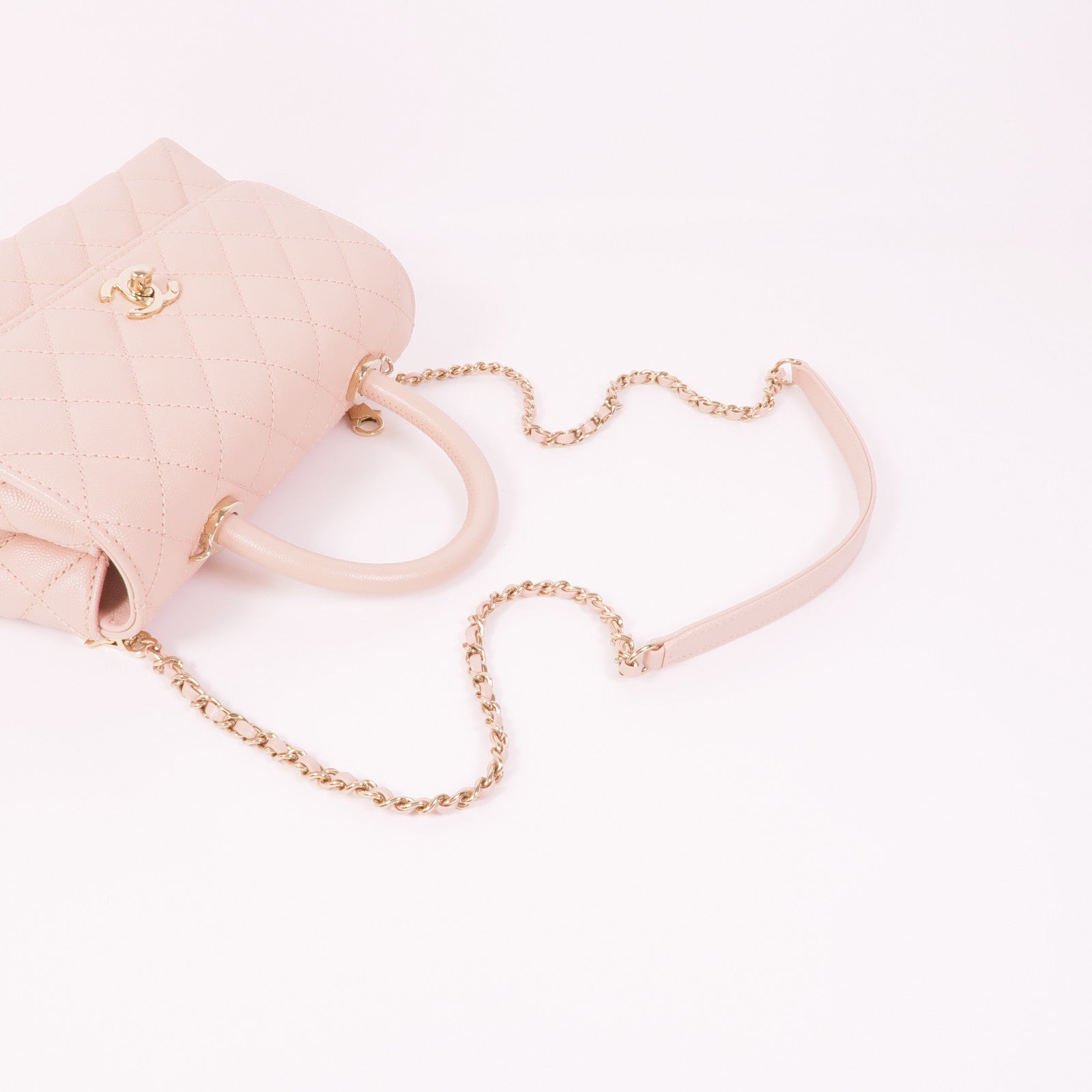 CHANEL 牛皮皮革Coco Handle Small金扣手挽肩背兩用袋