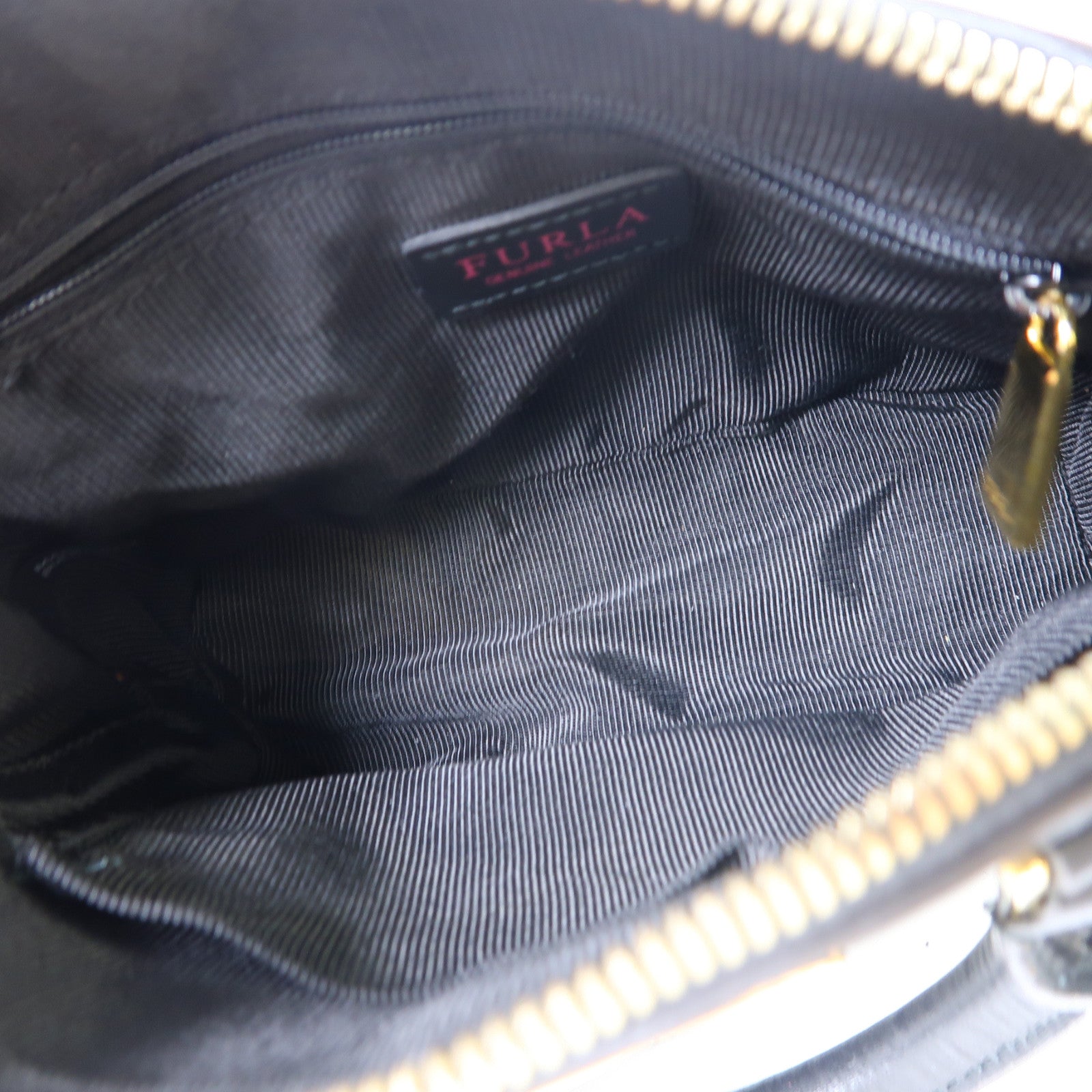 Furla 牛皮皮革2Way Bag金扣手挽肩背兩用袋黑色