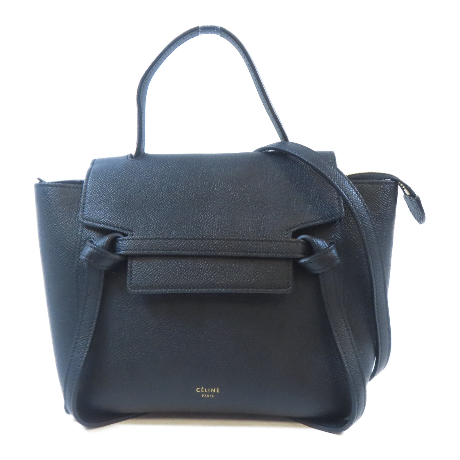 CELINE 牛皮皮革Nano Belt Bag金扣手挽肩背兩用袋黑色