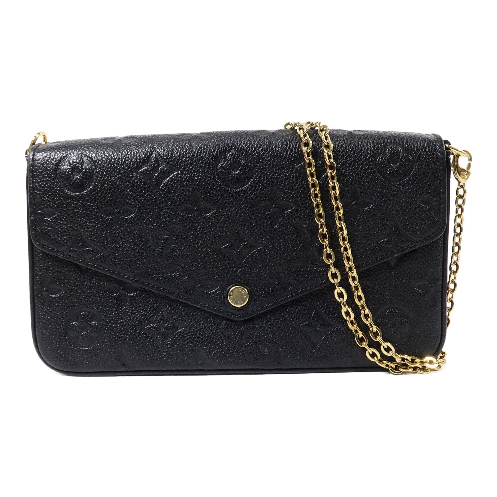 LOUIS VUITTON Monogram Empreinte Felicie Pochette 金扣鏈帶肩背袋
