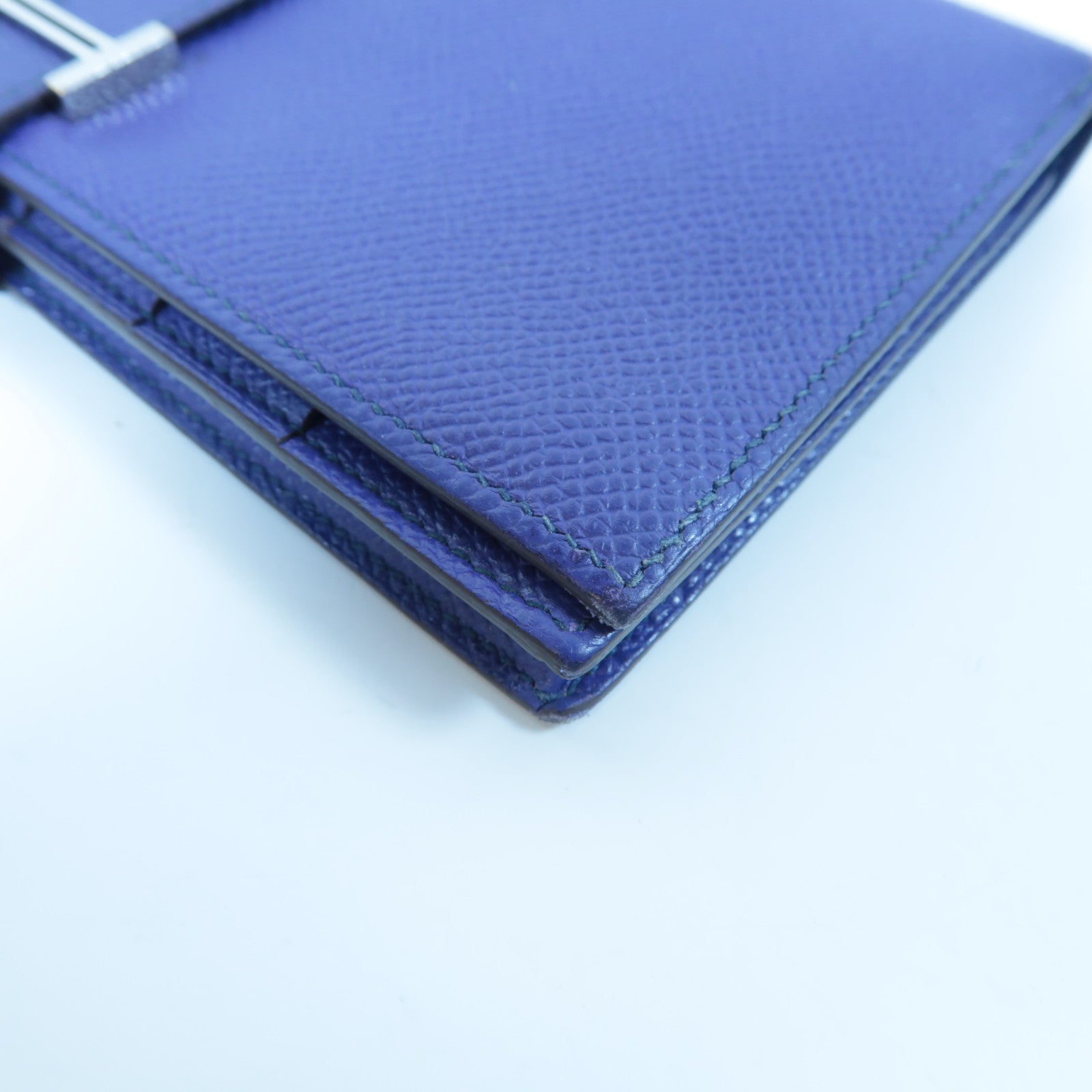 HERMES 【激減優惠】Epsom皮革Bearn Long Wallet銀扣長錢包藍色