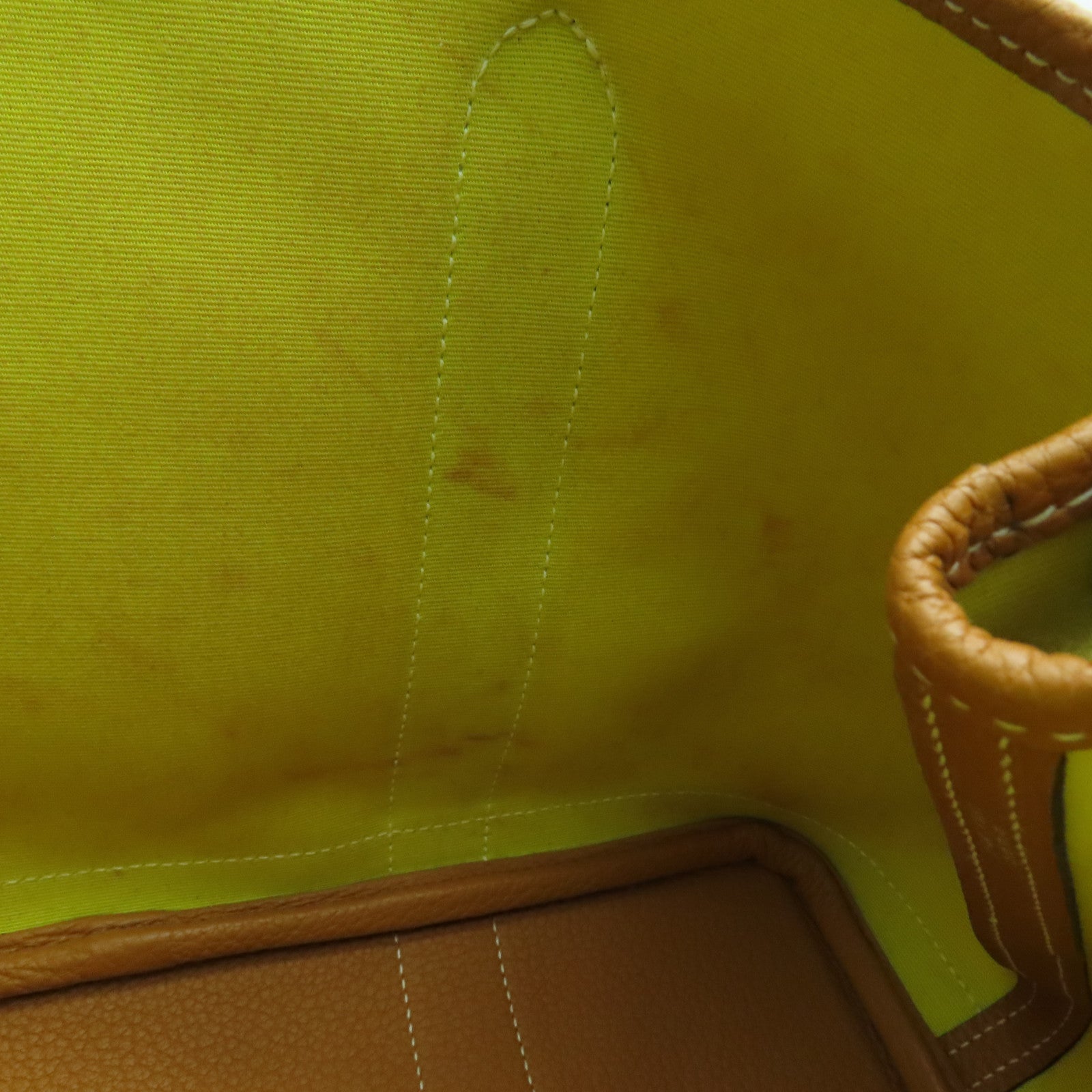HERMES Canvas Garden Party TPM Silver Buckle Hand Bag Yellow