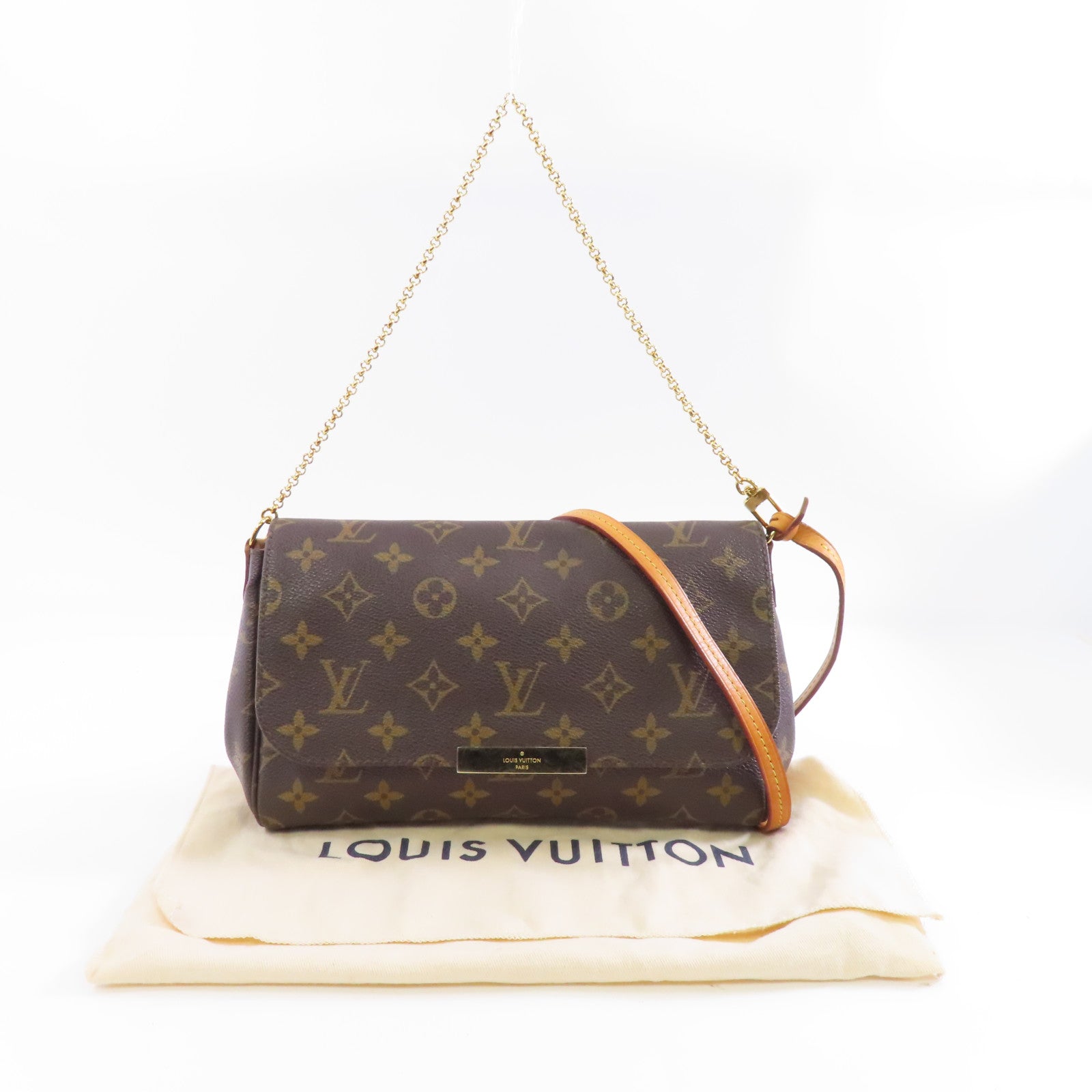 LOUIS VUITTON Monogram Favorite MM金扣手挽肩背兩用袋棕色