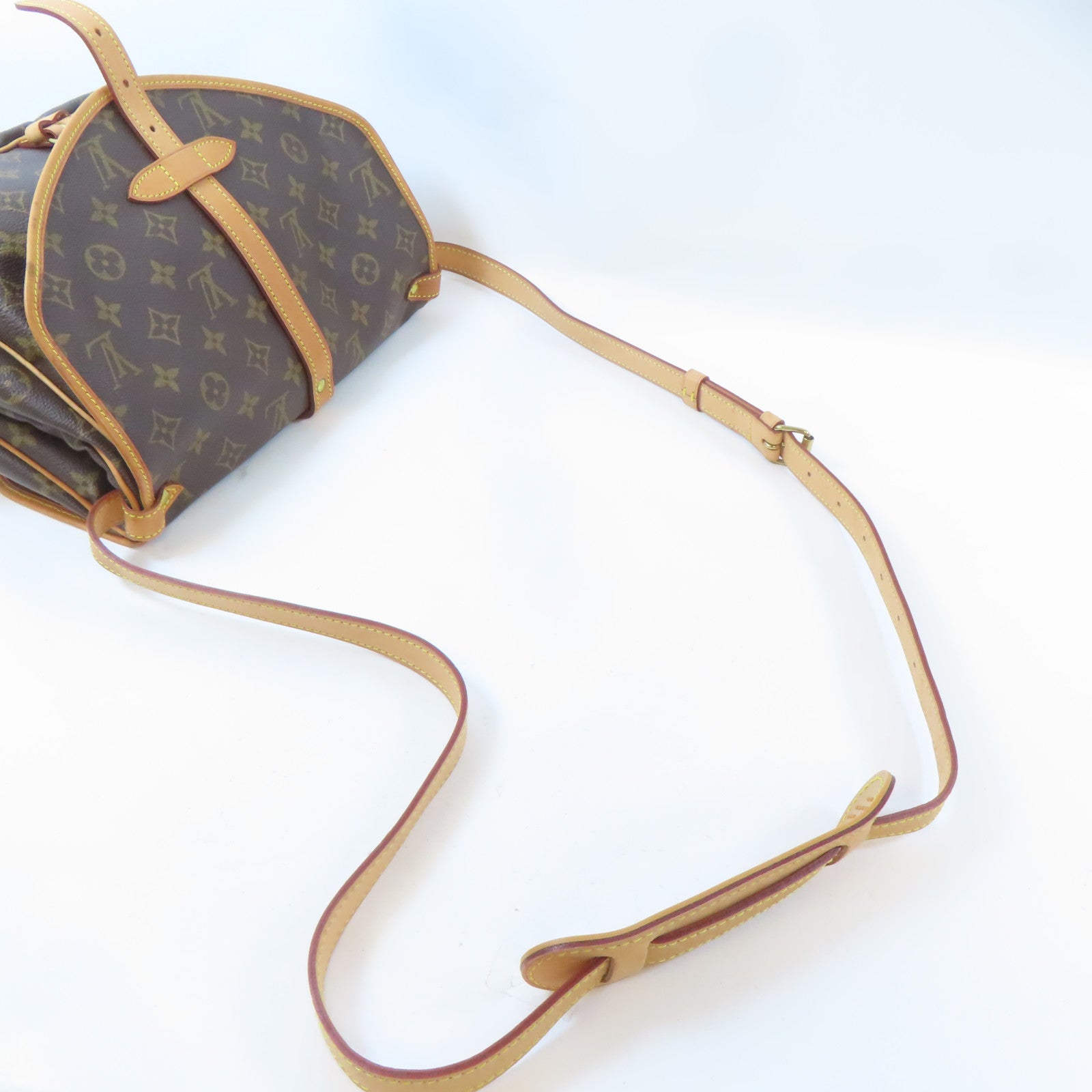 LOUIS VUITTON Monogram Saumur 30金扣肩背袋啡色