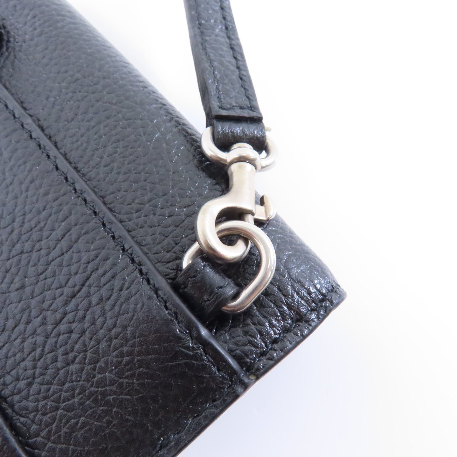 BALENCIAGA 牛皮皮革Cash Phone Card Holder銀扣現金手機和卡包黑色