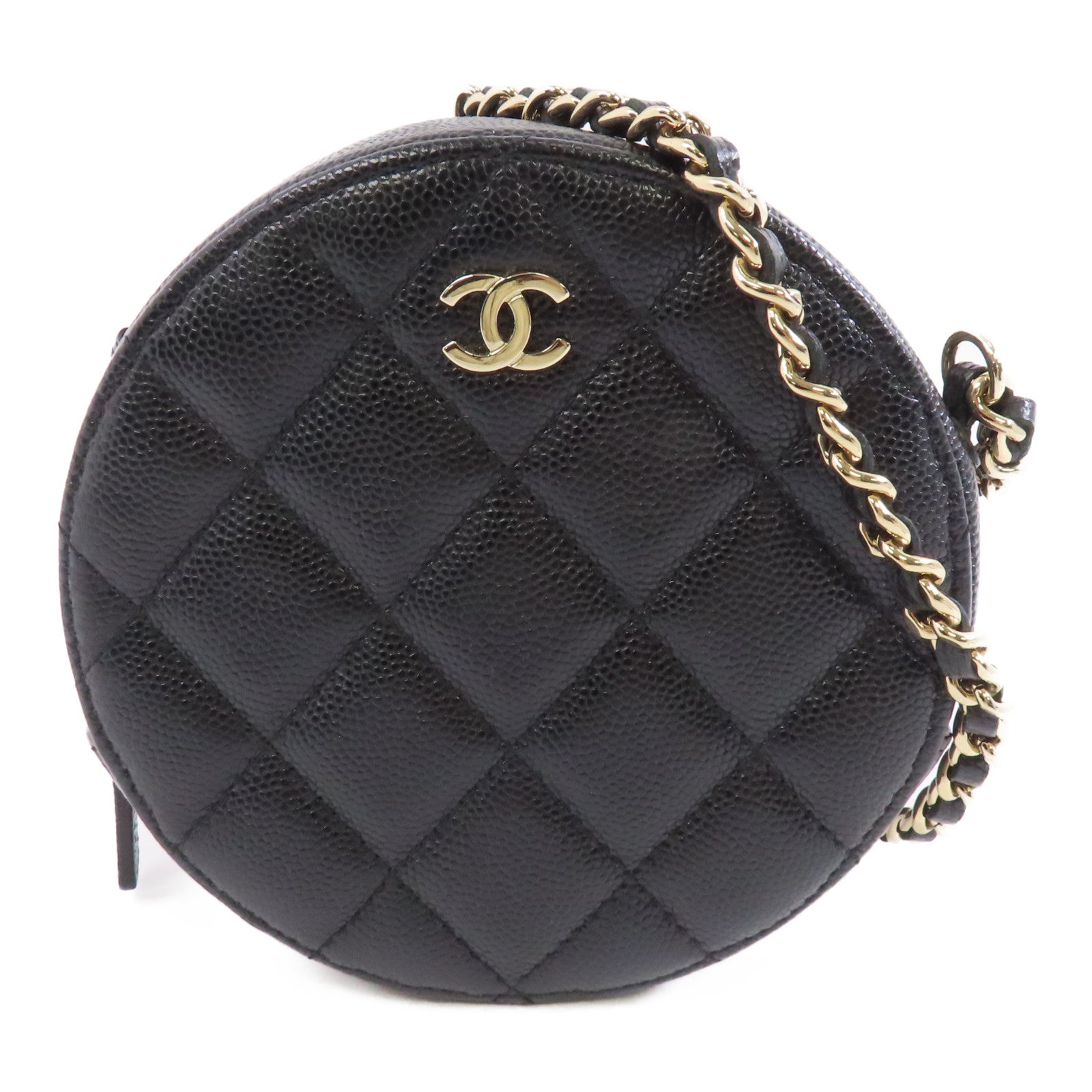 CHANEL 【激減優惠】菱格牛皮皮革Chain Shoulder銀扣鏈帶肩背袋黑色