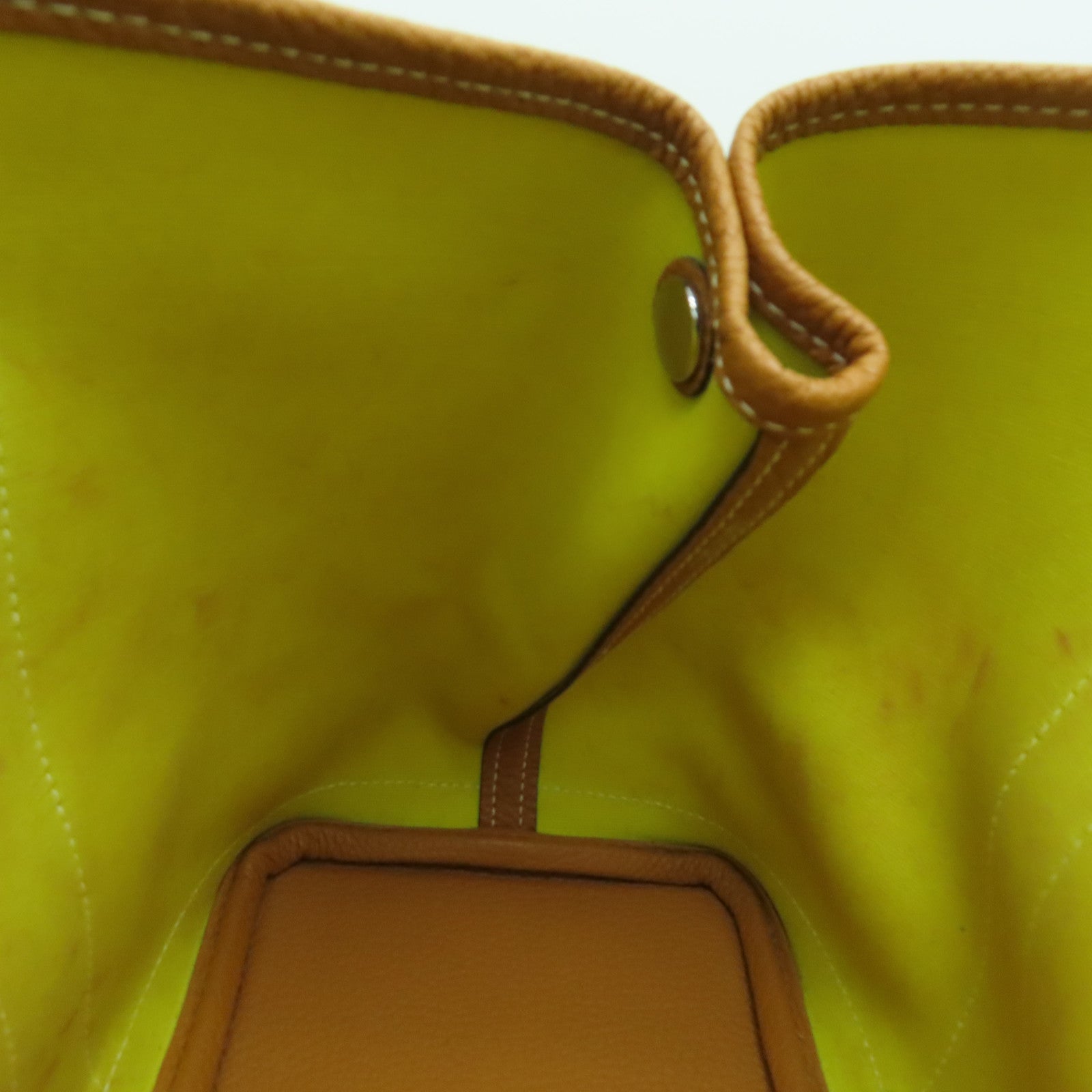 HERMES Canvas Garden Party TPM Silver Buckle Hand Bag Yellow