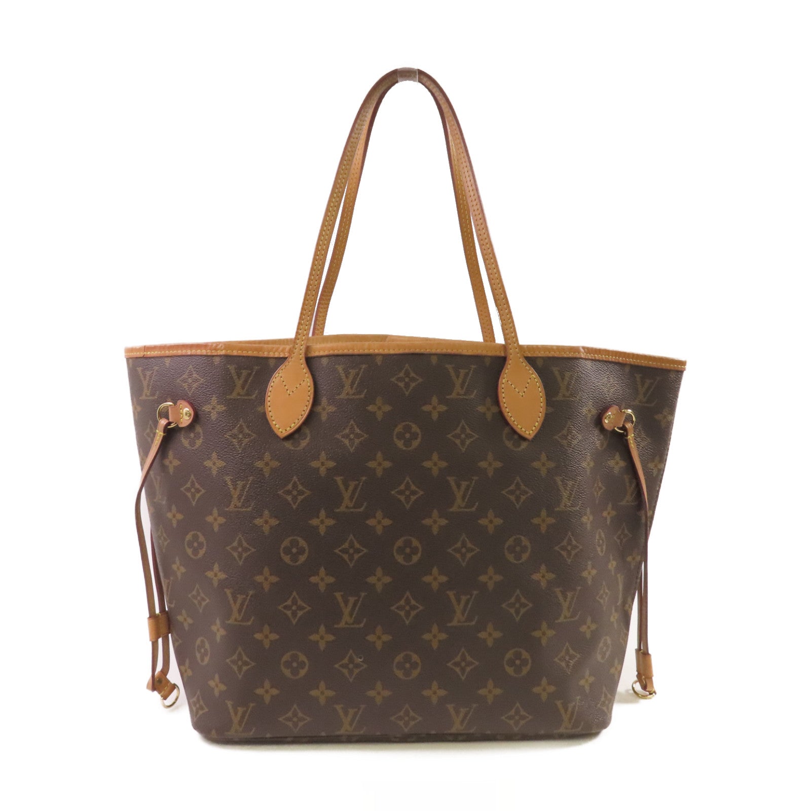 LOUIS VUITTON Monogram Neverfull MM Tote Bag金扣肩背袋啡色/酒紅色