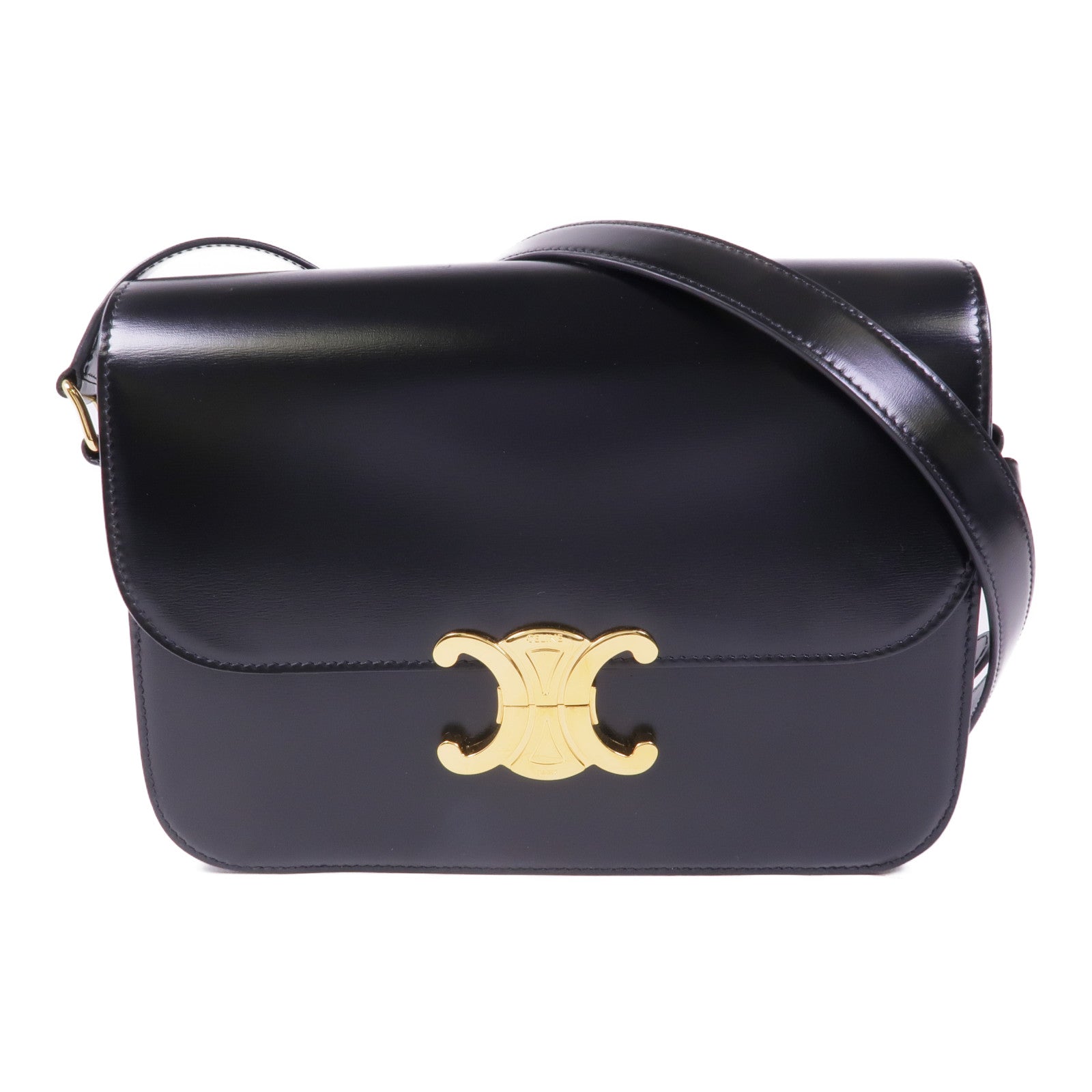 CELINE 牛皮皮革Classique Triomphe金扣肩背袋