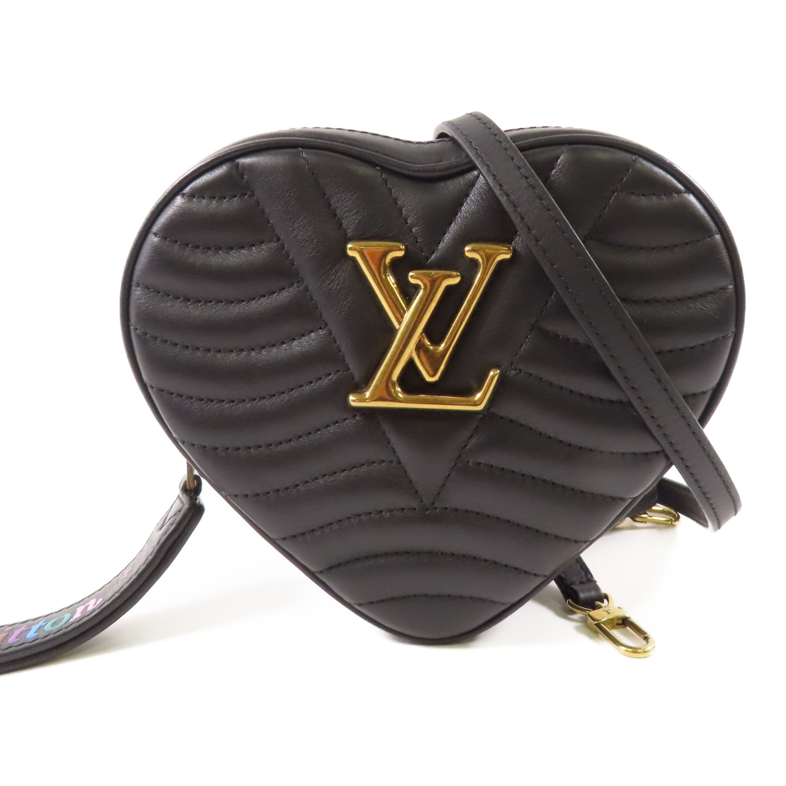 LOUIS VUITTON 牛皮皮革New Wave Heart Bag金扣肩背袋黑色
