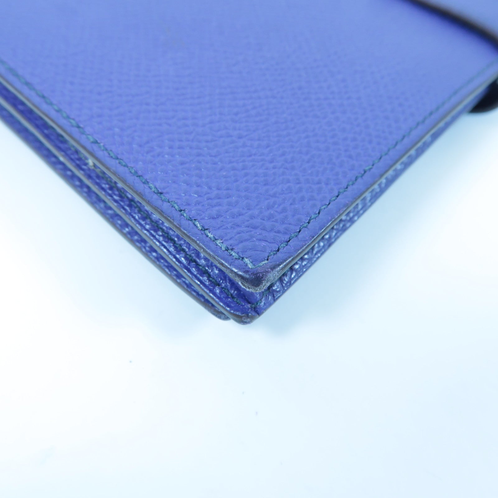 HERMES 【激減優惠】Epsom皮革Bearn Long Wallet銀扣長錢包藍色