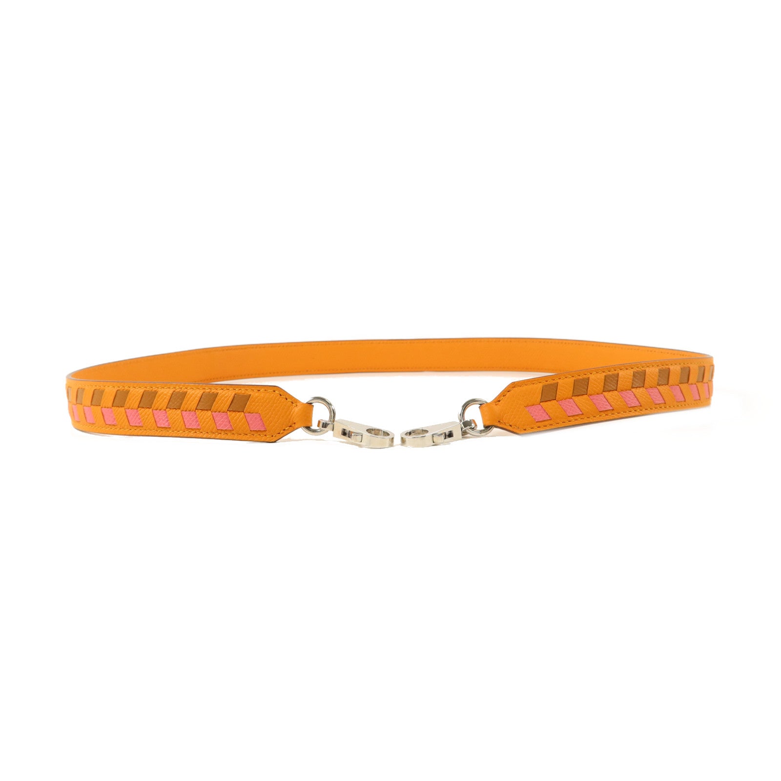 HERMES Epsom皮革Tressage Bag Strap肩背帶Orange