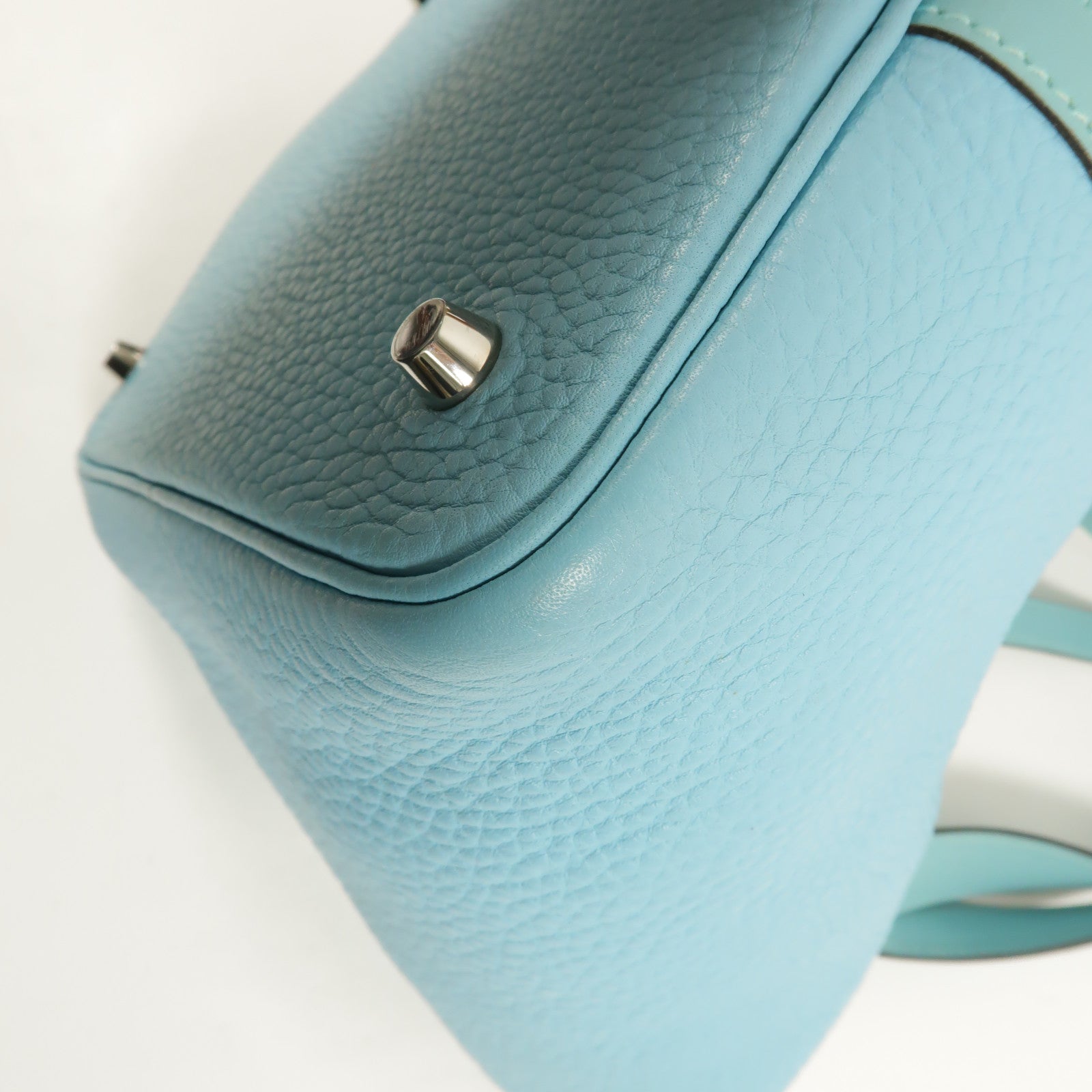 HERMES Clemence皮革/Swift皮革Picotin MM手挽袋Bleu Saint