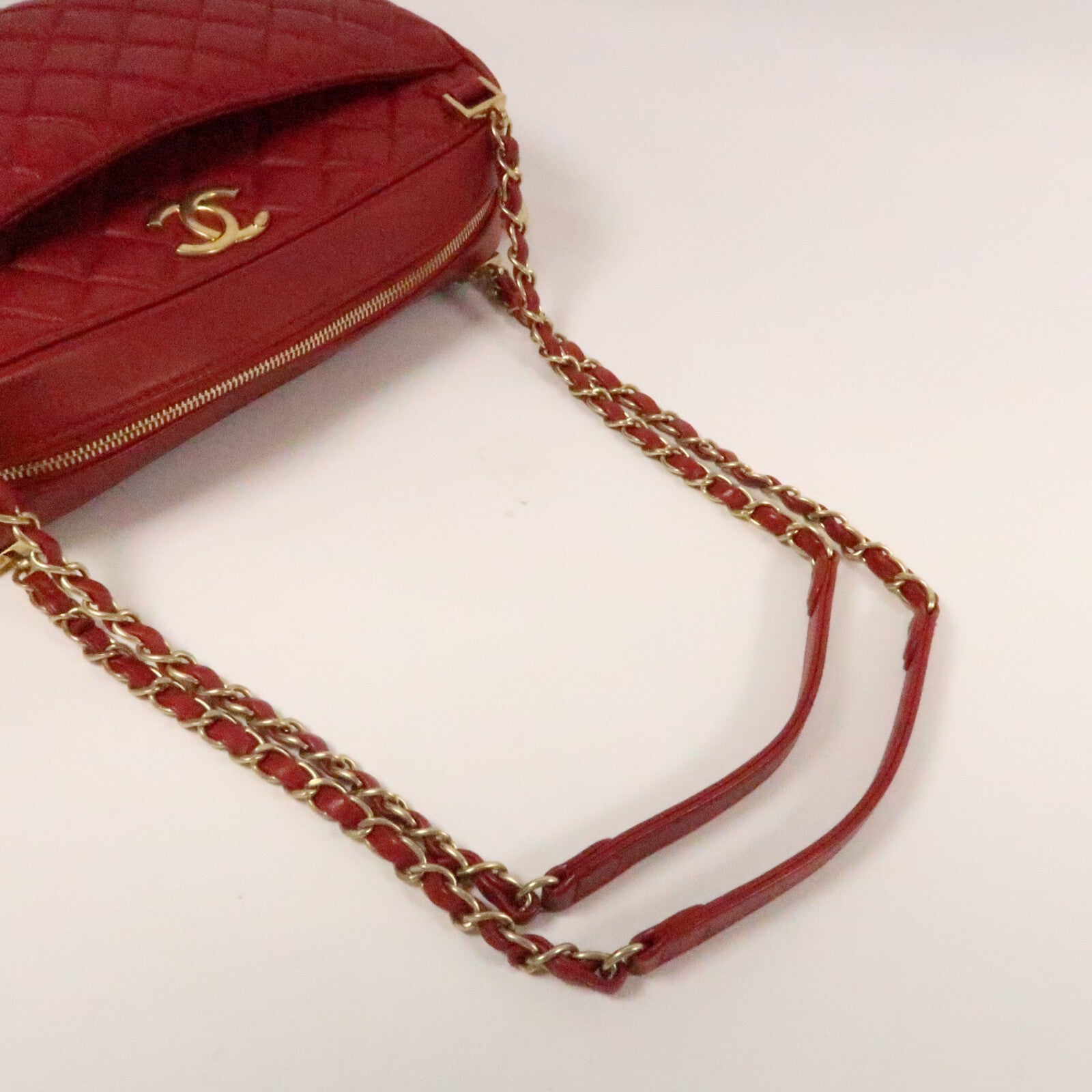 CHANEL 羊皮皮革Chain Shoulder Bag金扣鏈帶手挽肩背袋