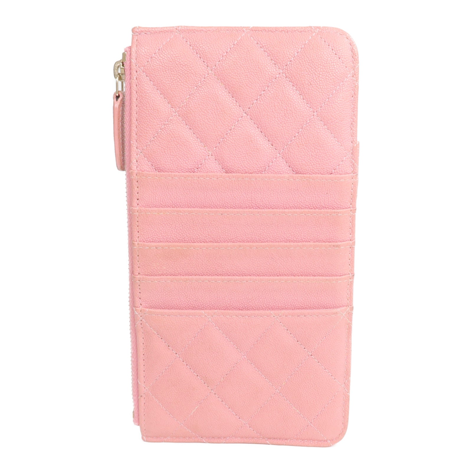 CHANEL 牛皮皮革Zipper Long Wallet金扣長錢包