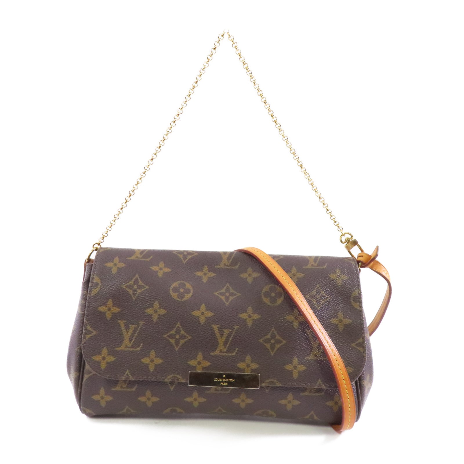 LOUIS VUITTON Monogram Favorite MM金扣手挽肩背兩用袋棕色