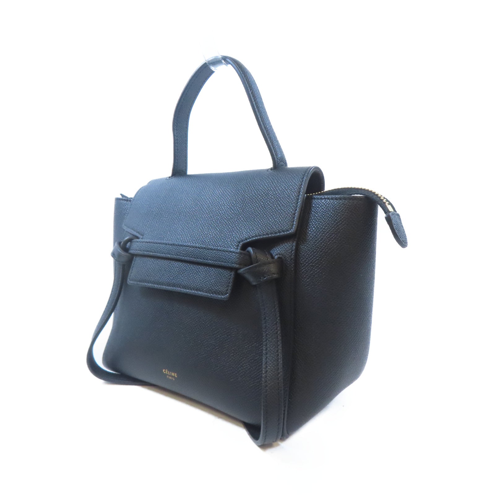 CELINE 牛皮皮革Nano Belt Bag金扣手挽肩背兩用袋黑色