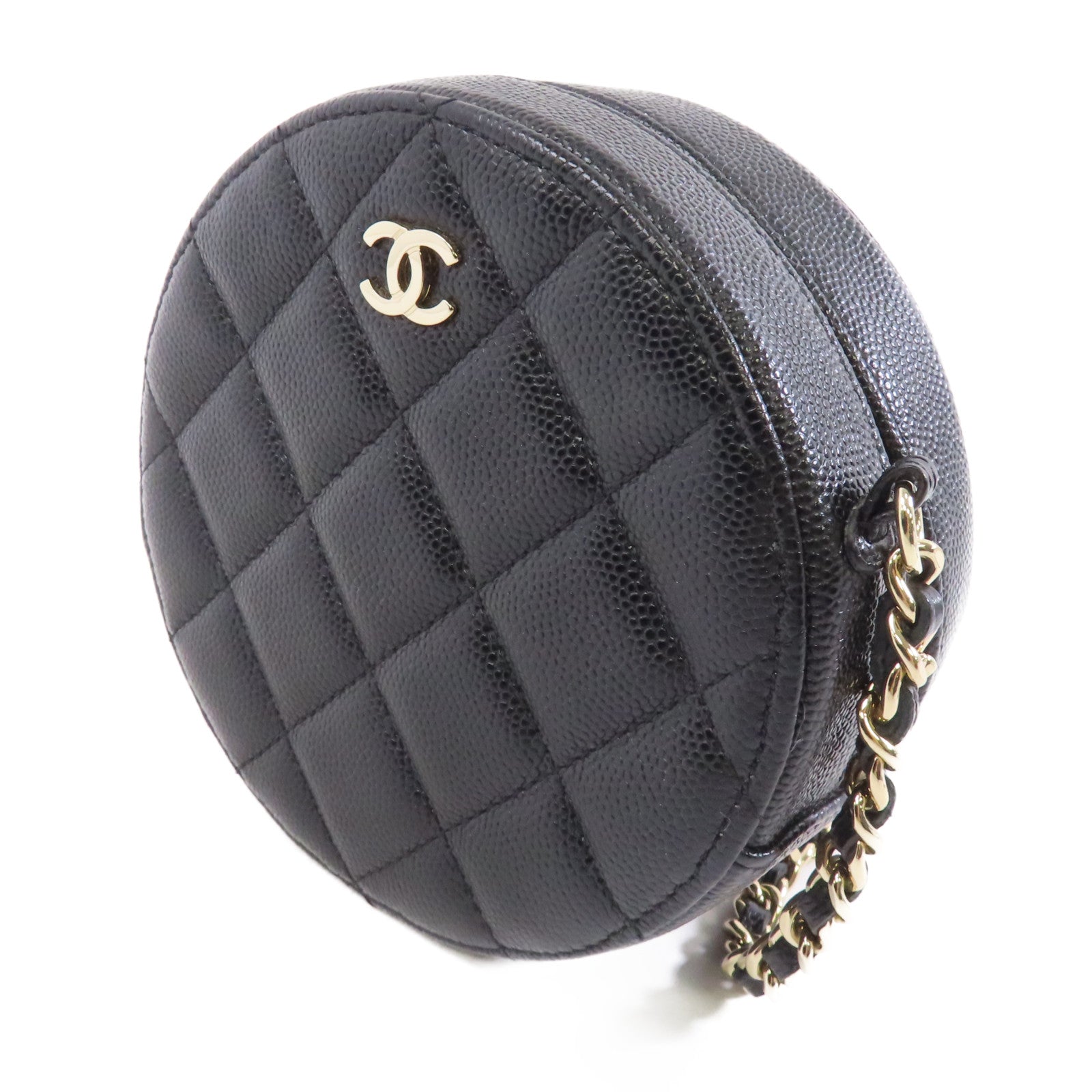 CHANEL 【激減優惠】菱格牛皮皮革Chain Shoulder銀扣鏈帶肩背袋黑色