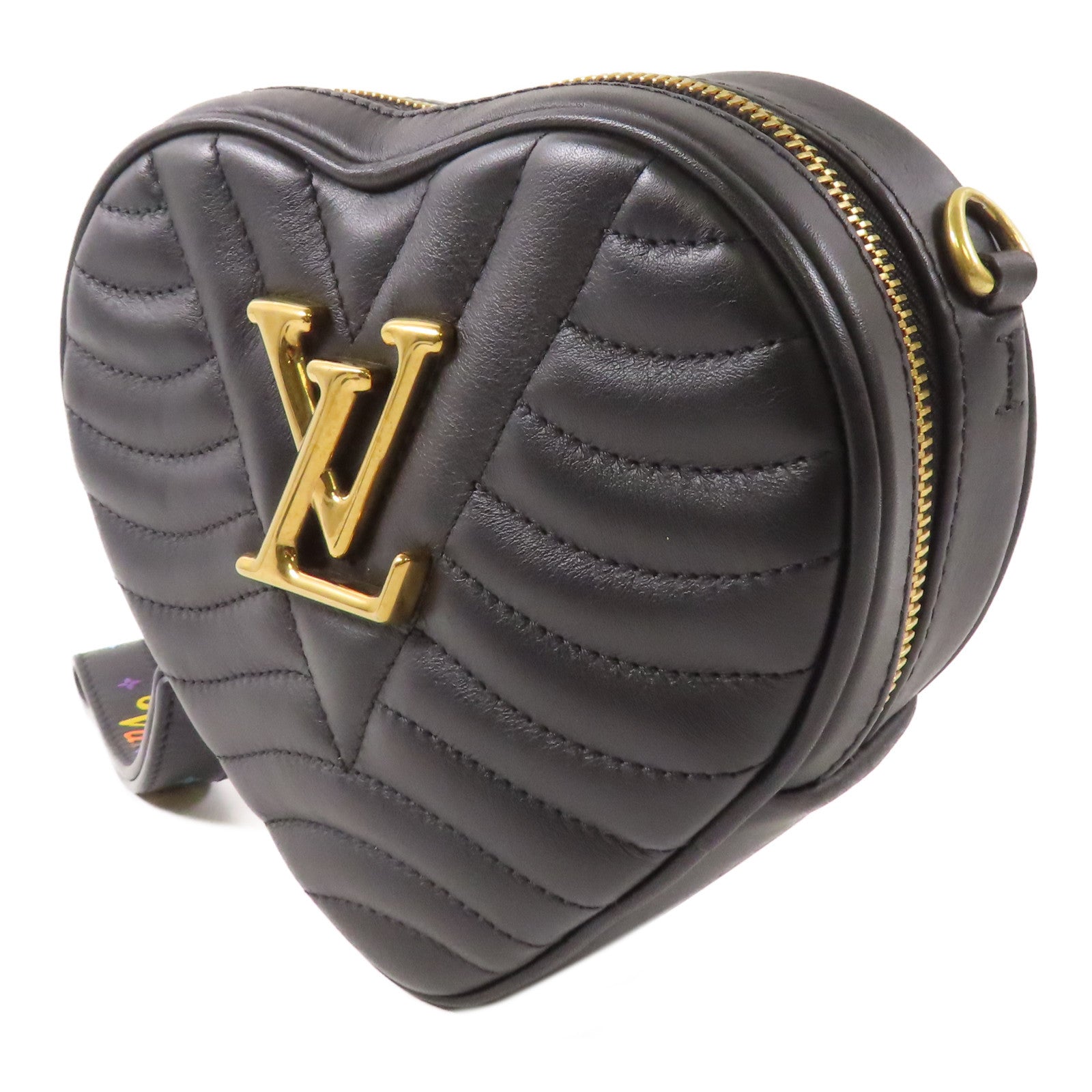 LOUIS VUITTON 牛皮皮革New Wave Heart Bag金扣肩背袋黑色