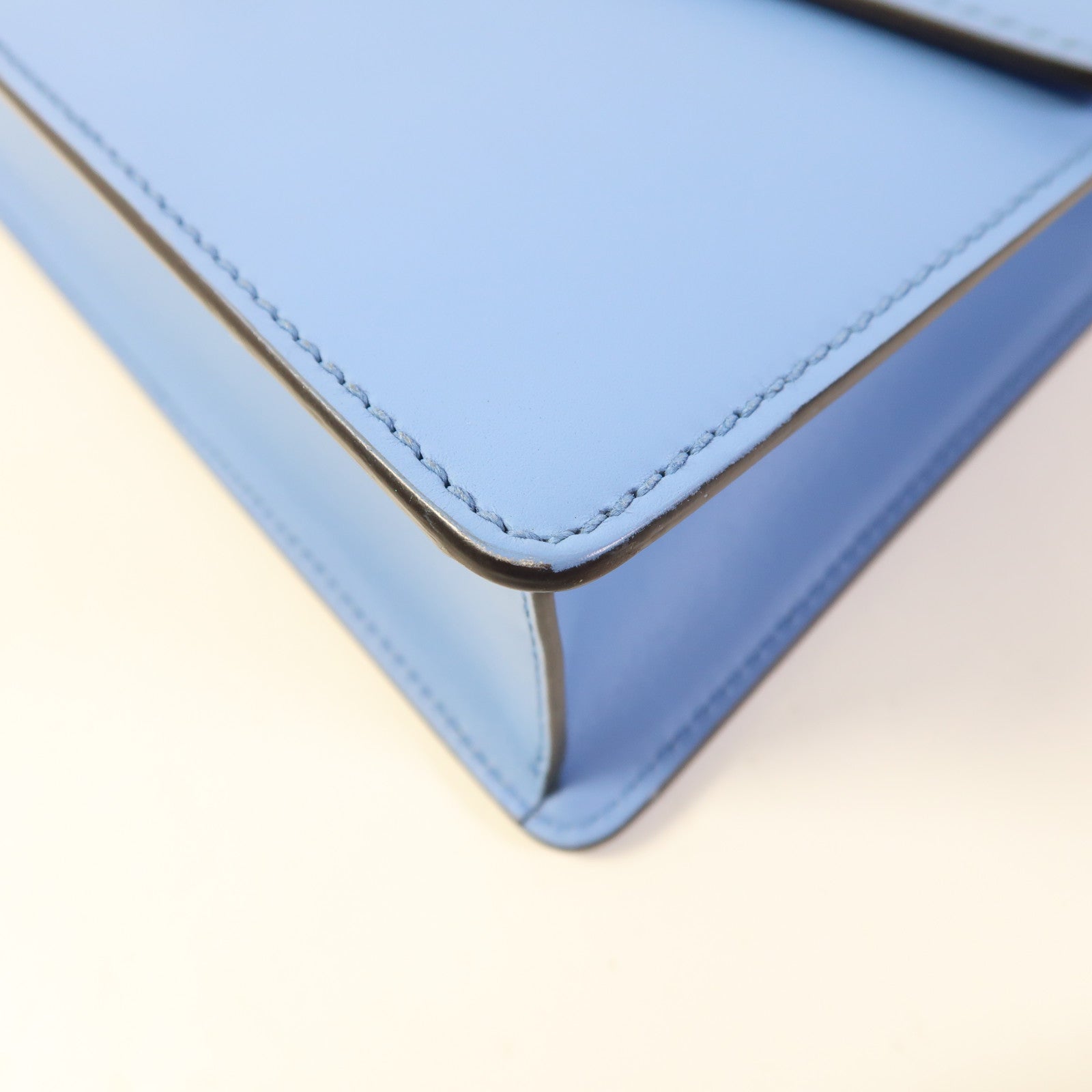 GUCCI GHW Sylvie Shoulder Bag Calfskin Leather Blue 421882