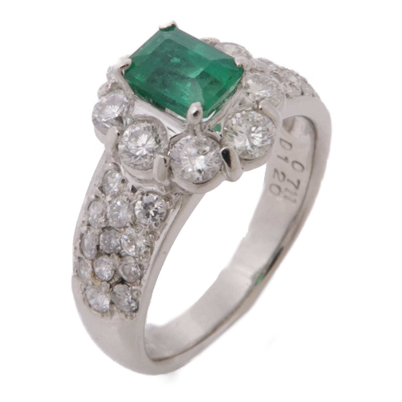 JEWELRY【激減優惠】 PT900鉑金Emerald Ring綠寶石/鑽石戒指US#6.5