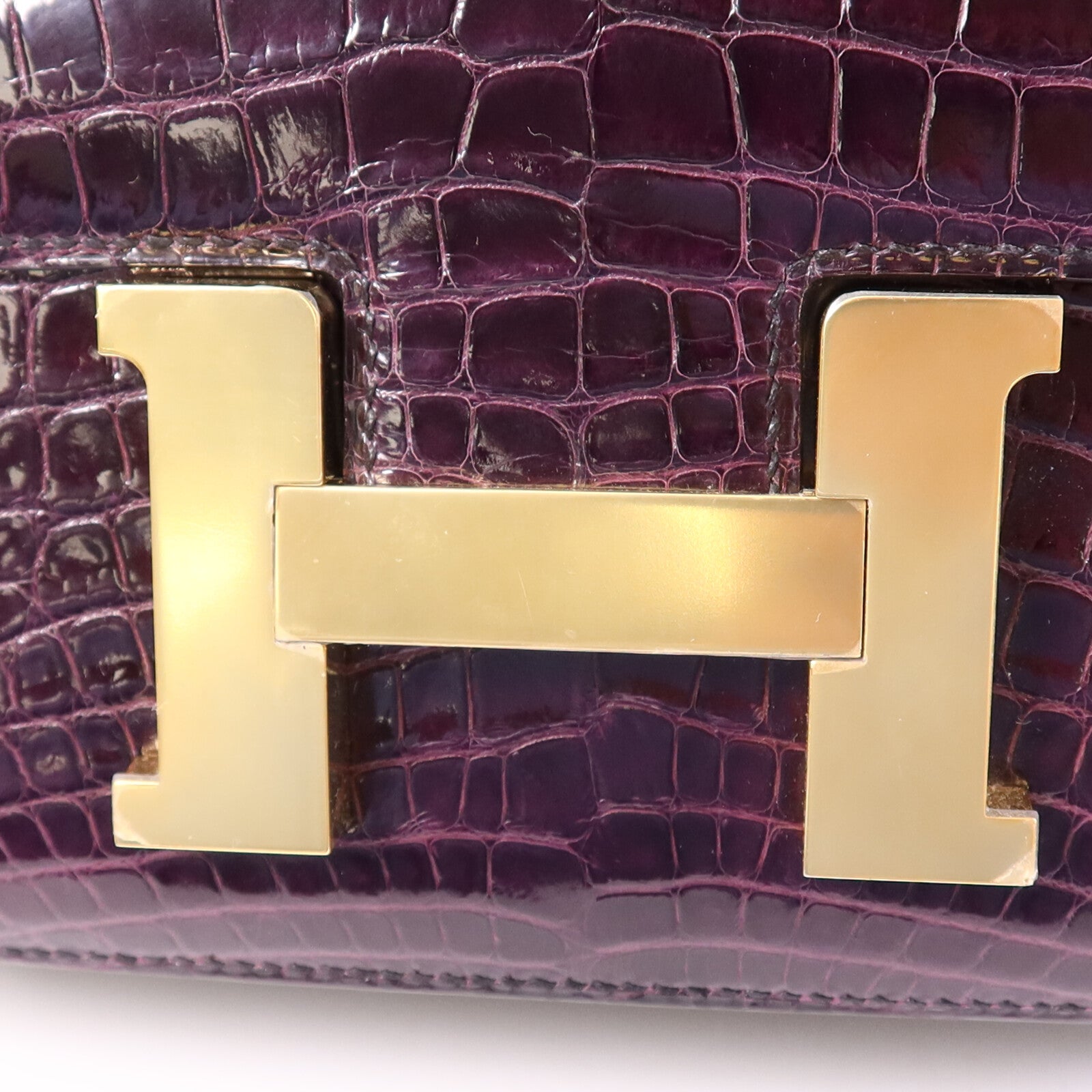 HERMES Niloticus皮革Constance 24金扣肩背袋Amethyst
