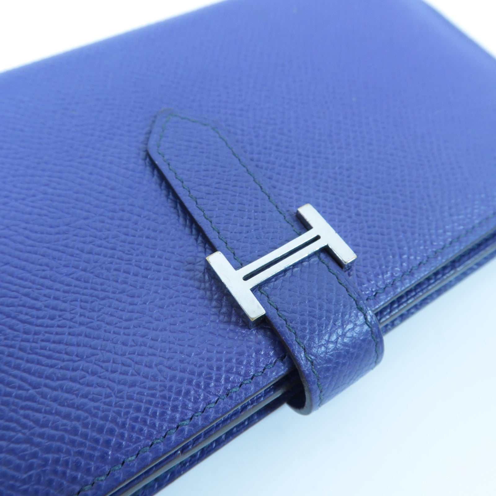 HERMES 【激減優惠】Epsom皮革Bearn Long Wallet銀扣長錢包藍色