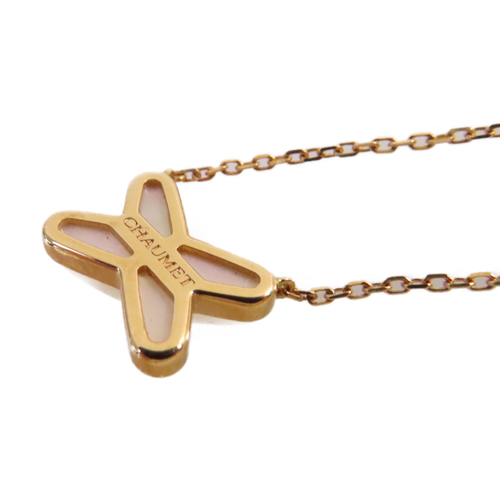 Chaumet 18K玫瑰金/鑽石/珍珠母Jeux De Liens Necklace項鏈珍珠色/金色