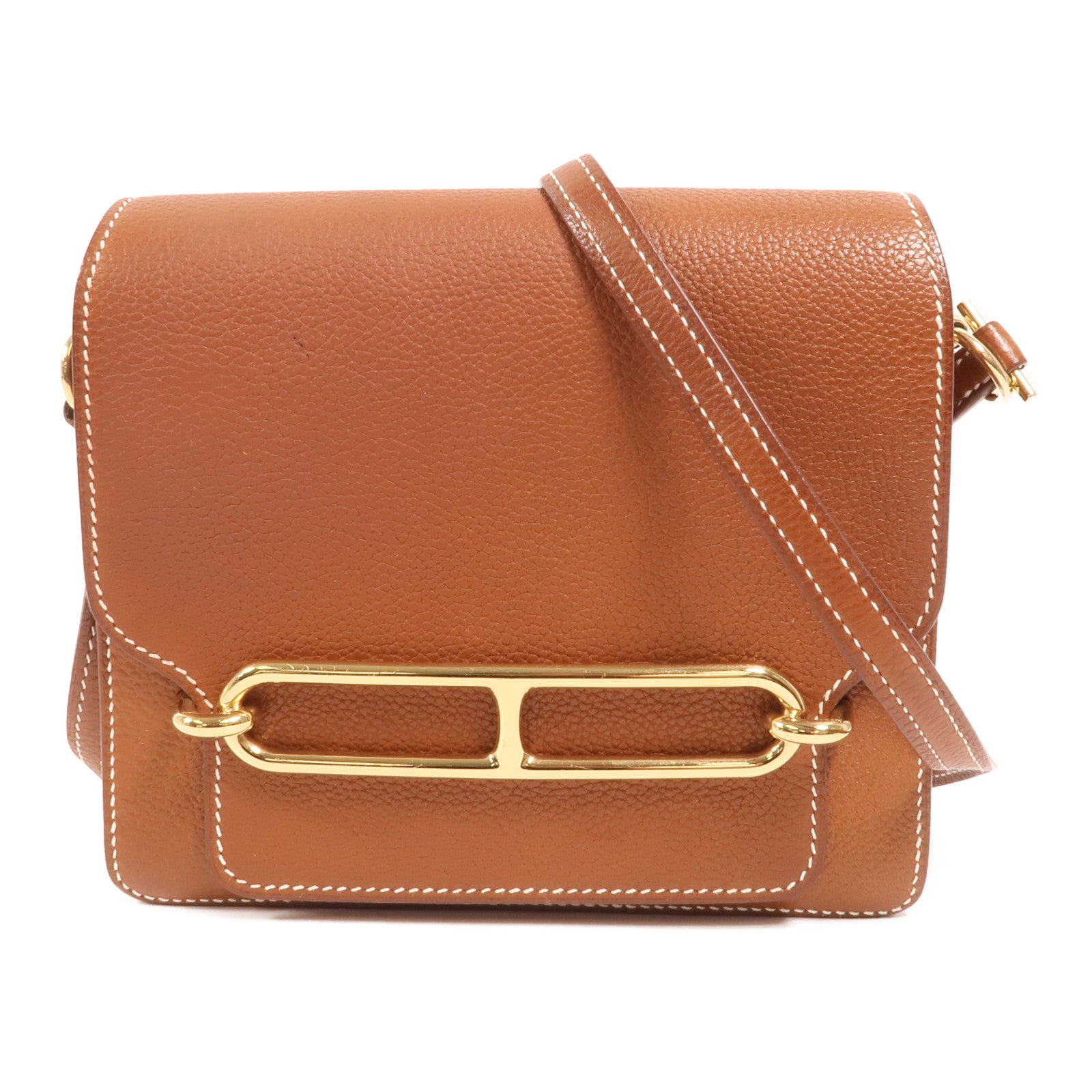 HERMES Barenia皮革Mini Roulis金扣肩背袋Gold