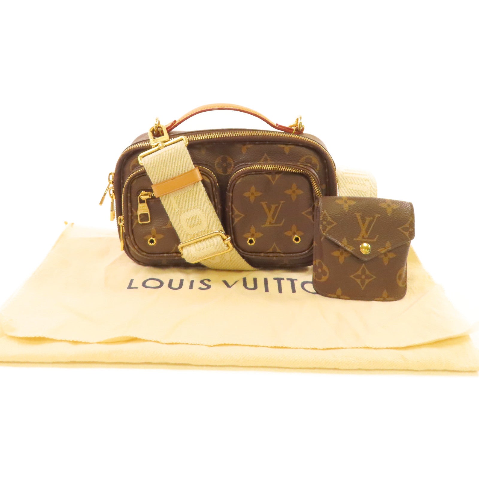 LOUIS VUITTON 【激減優惠】Monogram Utility Shoulder Bag金扣手挽肩背兩用袋啡色