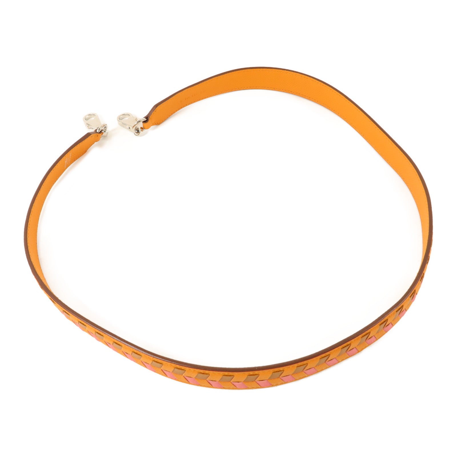 HERMES Epsom皮革Tressage Bag Strap肩背帶Orange