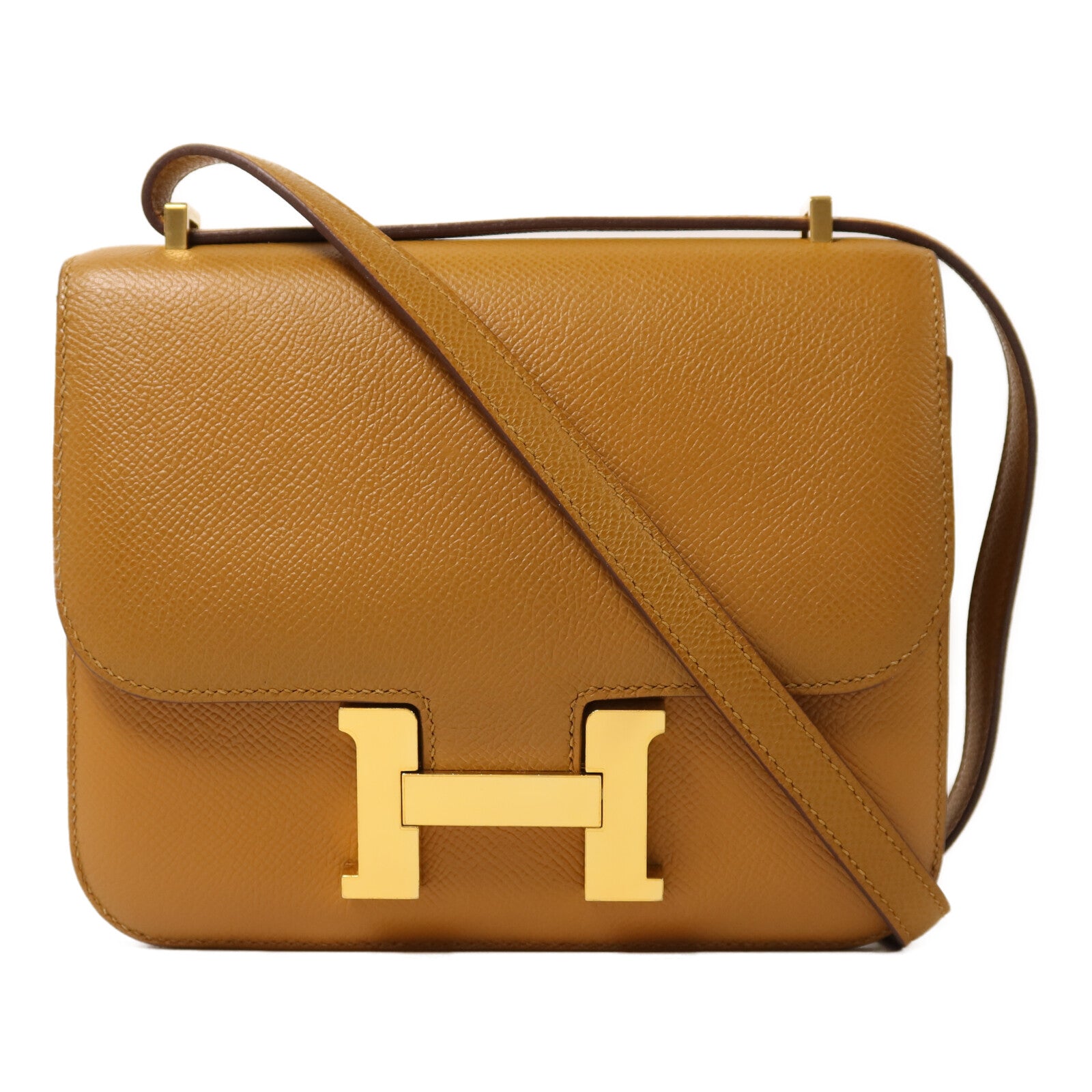 HERMES 【激減優惠】Epsom皮革Constance Mini金扣肩背袋Sesame