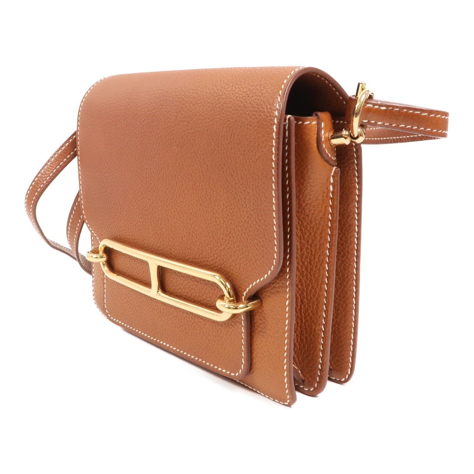 HERMES Barenia皮革Mini Roulis金扣肩背袋Gold