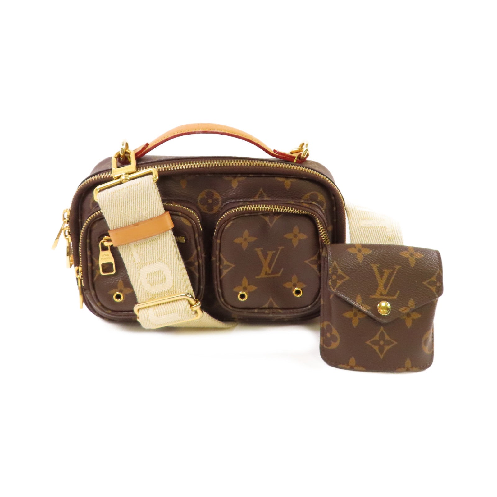 LOUIS VUITTON 【激減優惠】Monogram Utility Shoulder Bag金扣手挽肩背兩用袋啡色