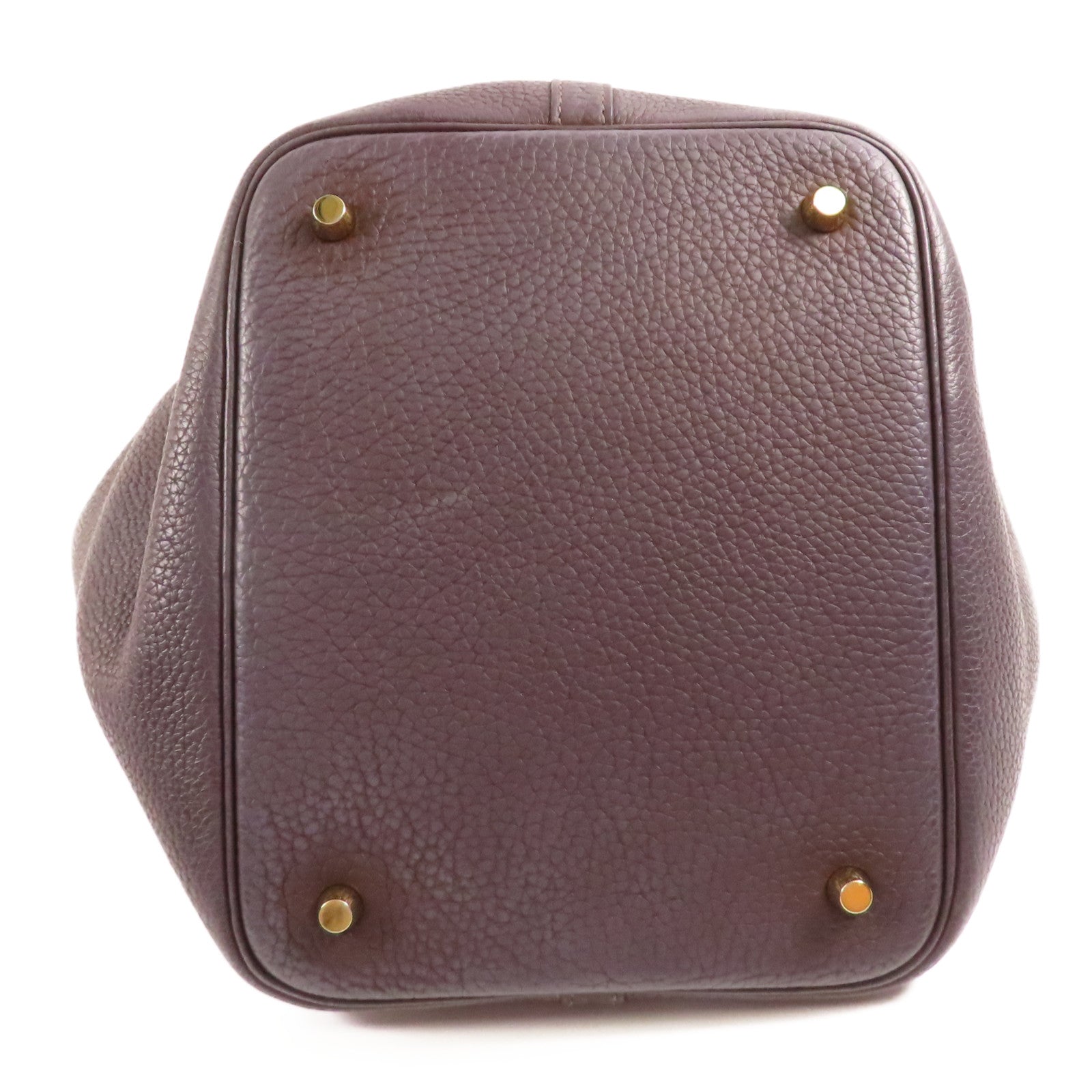 HERMES GHW Picotin MM Tote Bag Clemence Leather Rouge Sellier