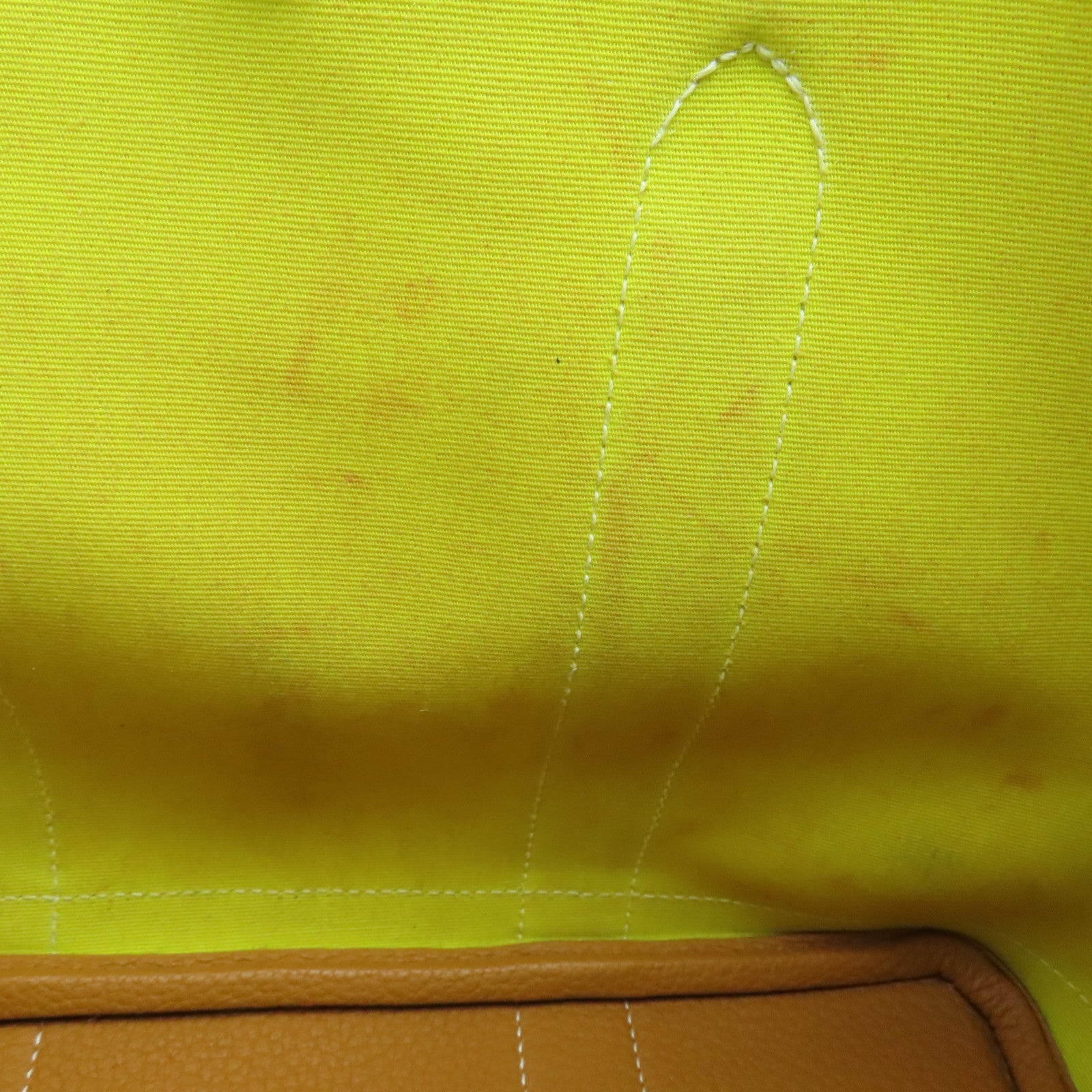 HERMES Canvas Garden Party TPM Silver Buckle Hand Bag Yellow