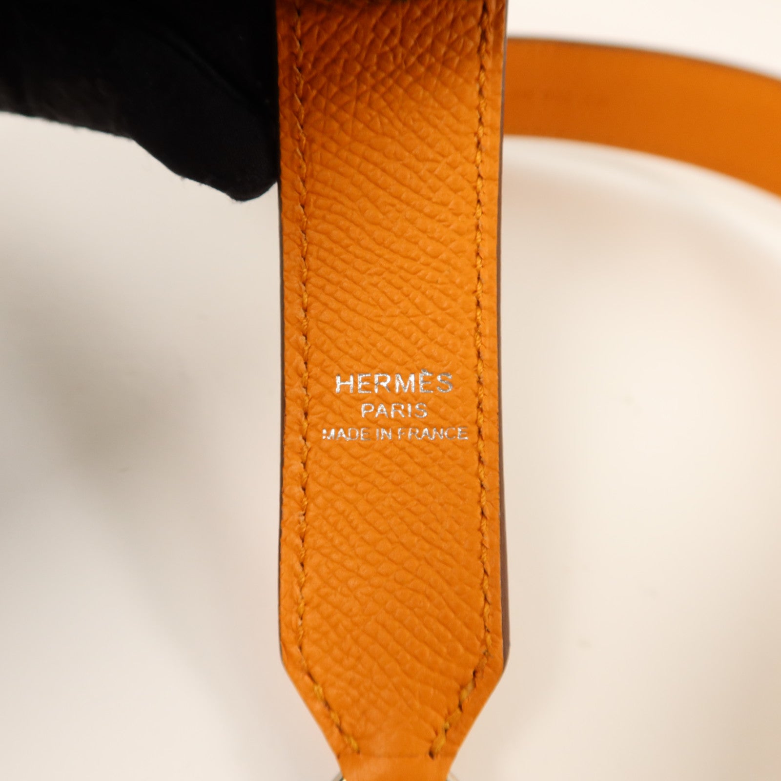 HERMES Epsom皮革Tressage Bag Strap肩背帶Orange