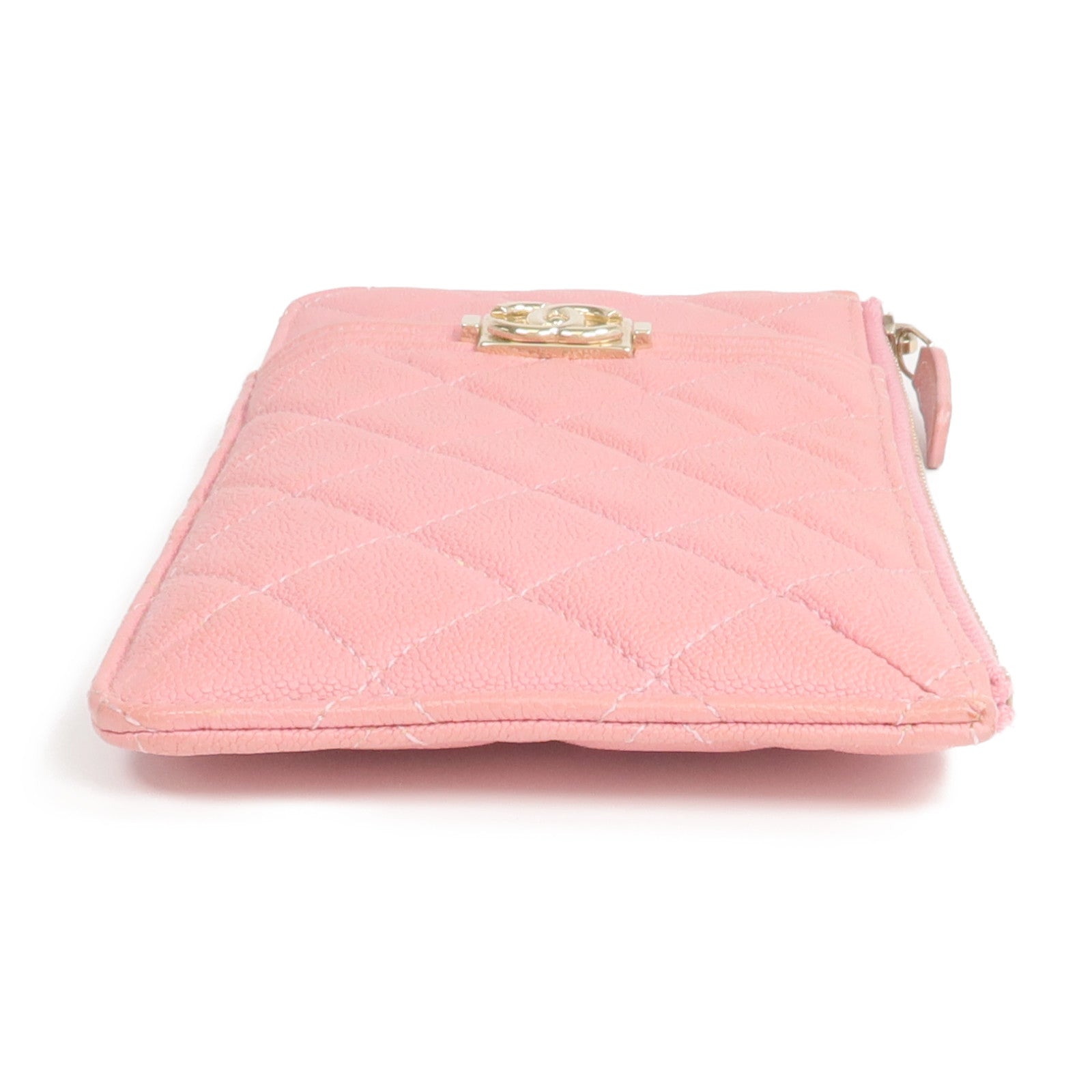 CHANEL 牛皮皮革Zipper Long Wallet金扣長錢包