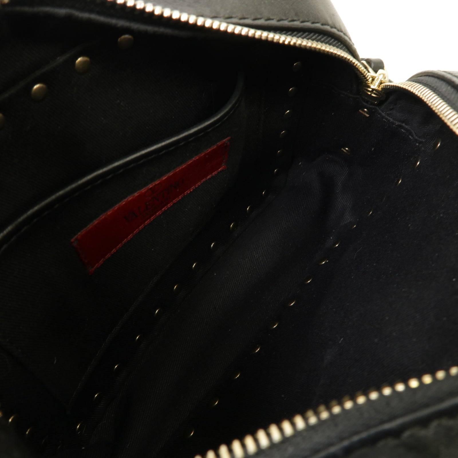 Valentino 牛皮皮革Shoulder Bag金扣肩背袋黒色