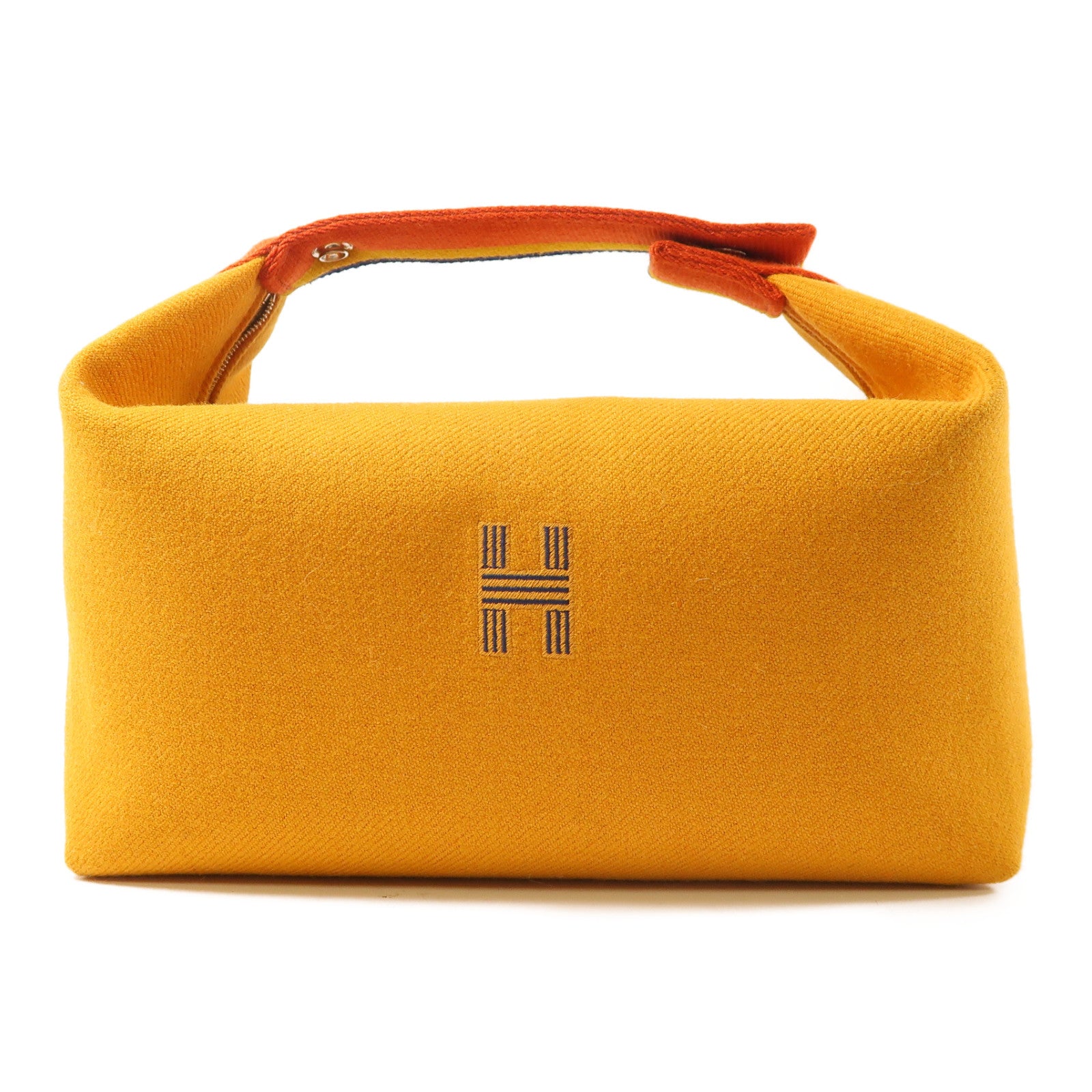 HERMES 羊毛Bride-a-Brac銀扣手挽袋橙色