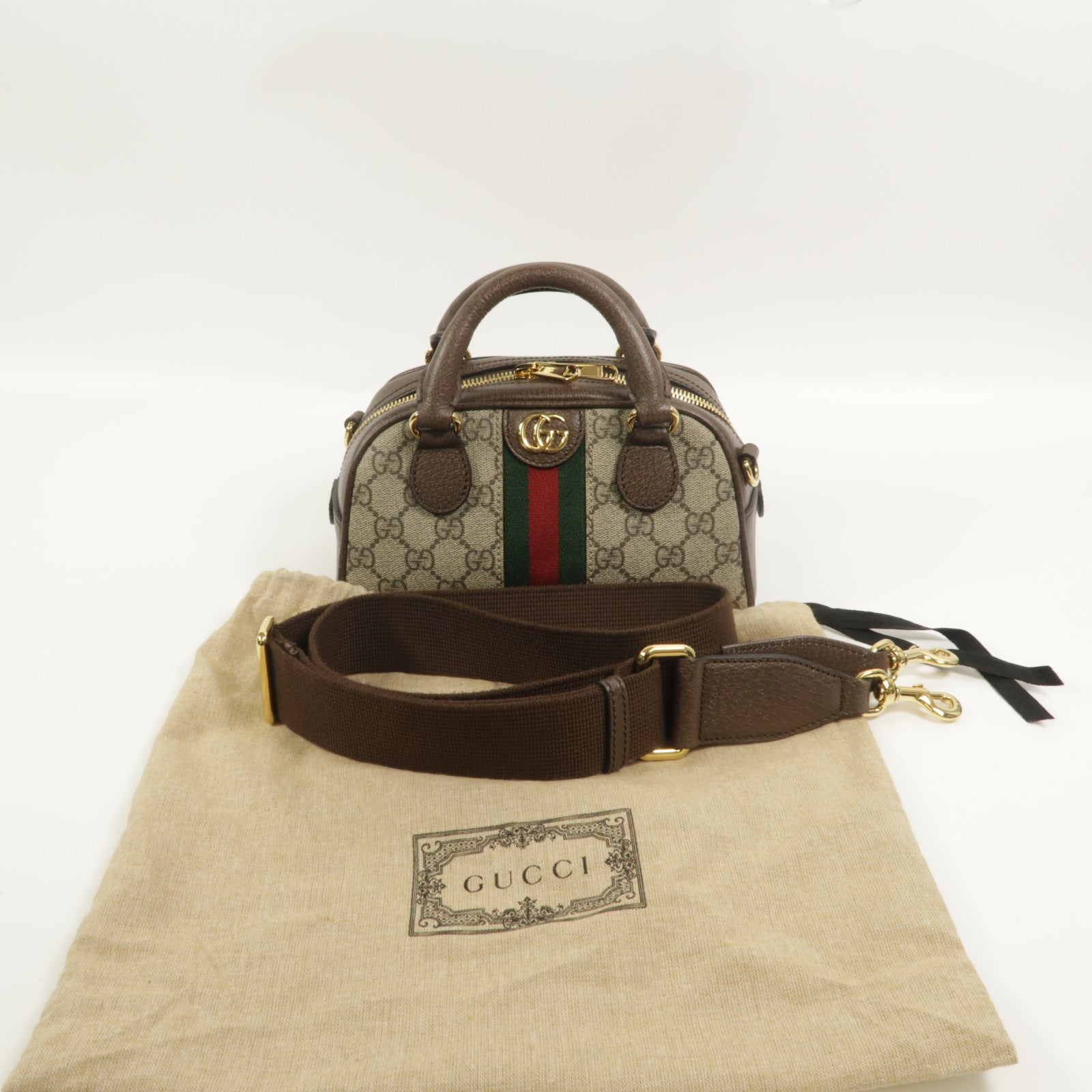 GUCCI 塗層帆布Boston Bag手挽肩背兩用袋