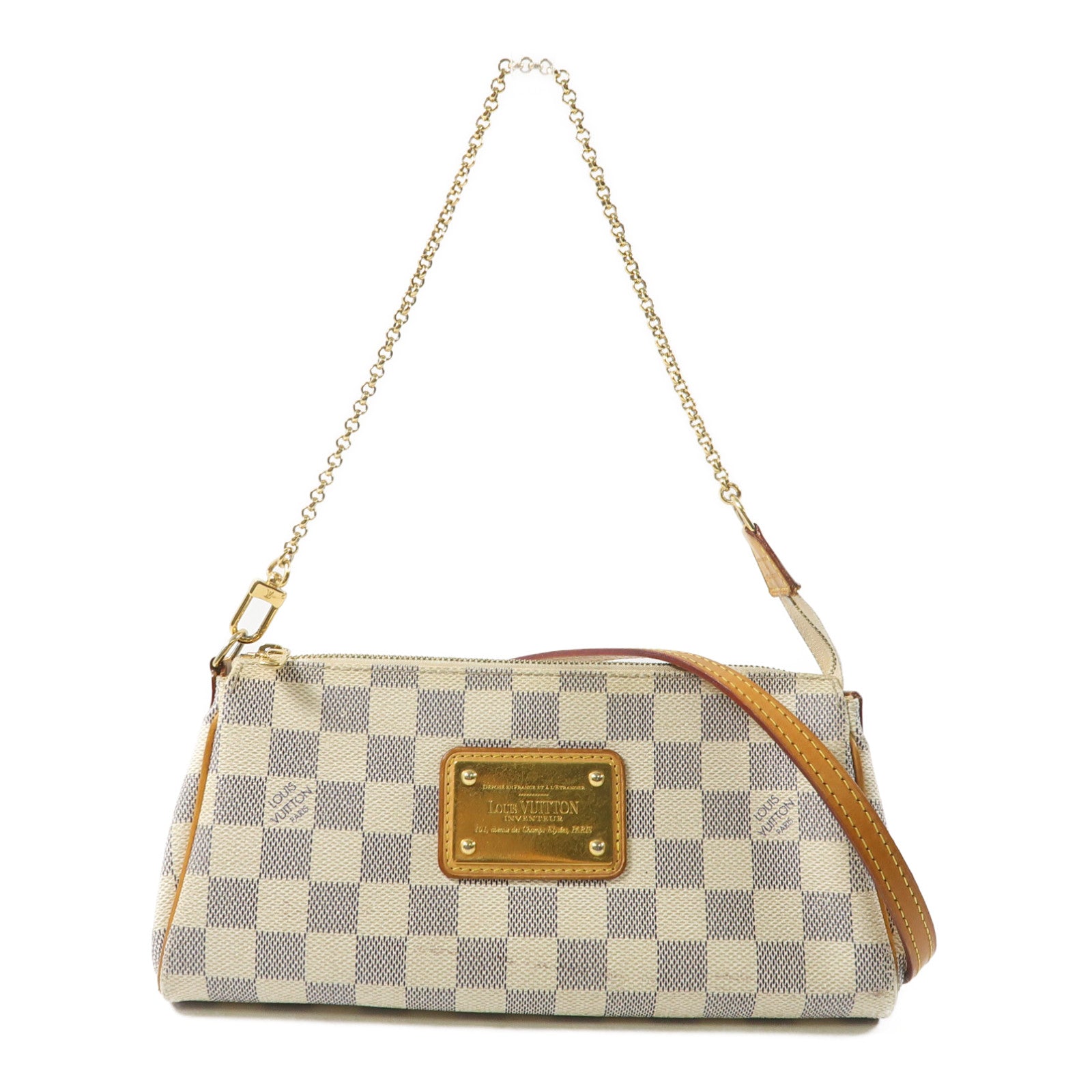 LOUIS VUITTON Damier Azur Eva金扣手挽肩背兩用袋白色