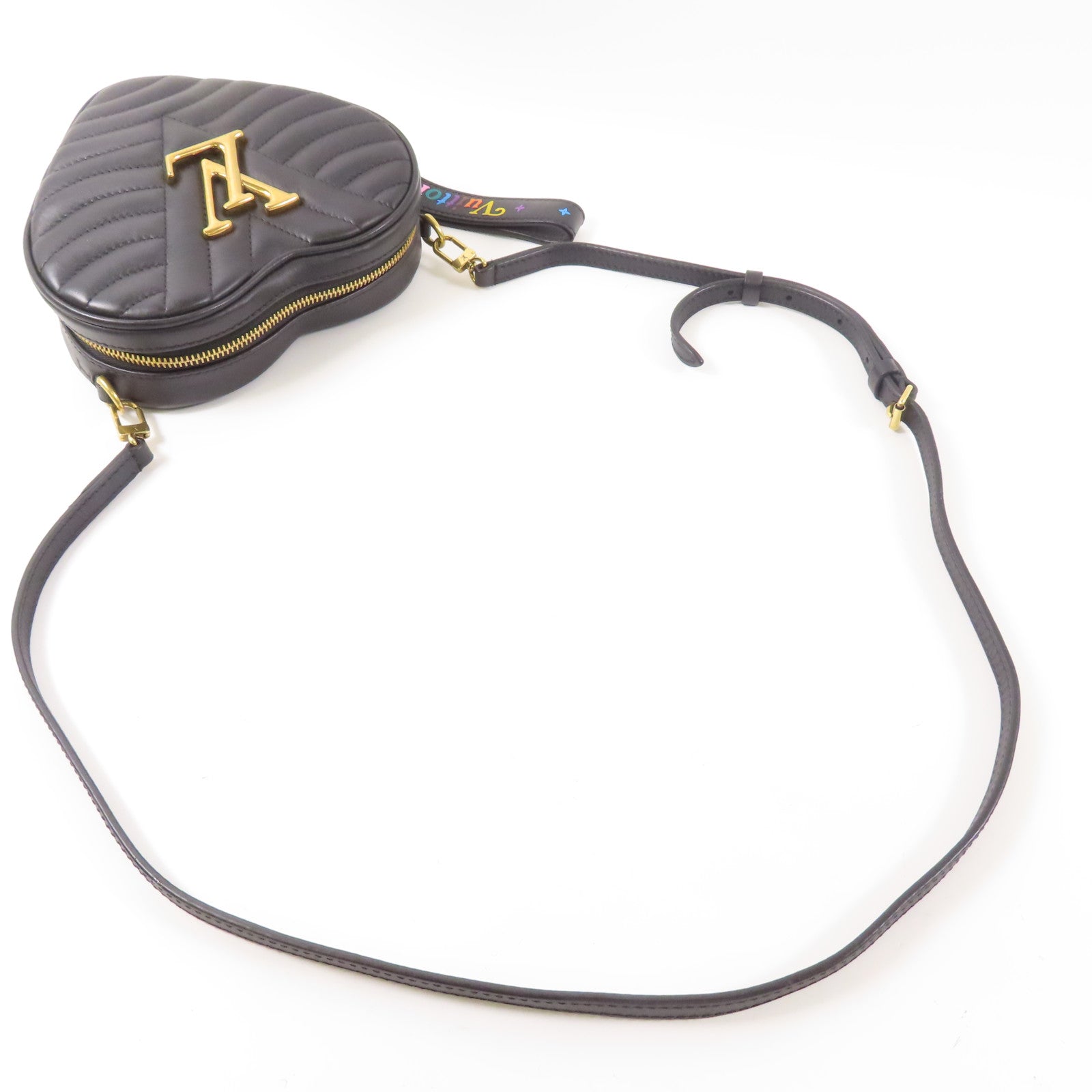 LOUIS VUITTON 牛皮皮革New Wave Heart Bag金扣肩背袋黑色