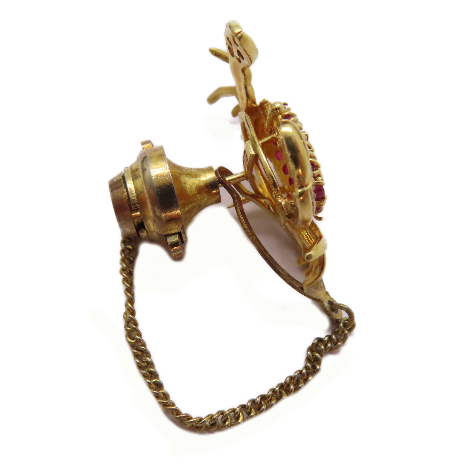 JEWELRY 18K黃金Ruby Necktie Pin紅寶石領帶別針紅色