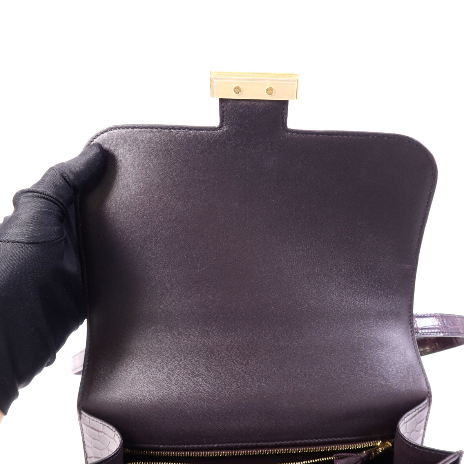 HERMES Niloticus皮革Constance 24金扣肩背袋Amethyst