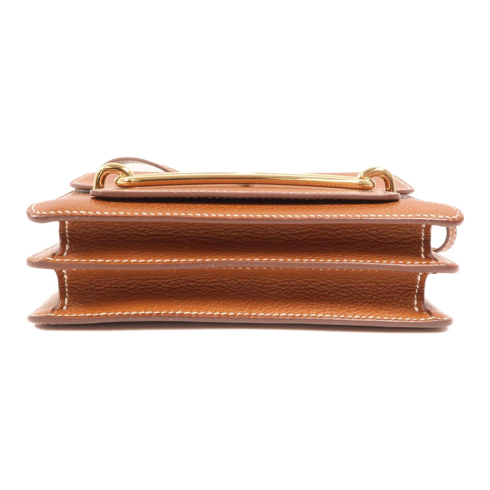 HERMES Barenia皮革Mini Roulis金扣肩背袋Gold